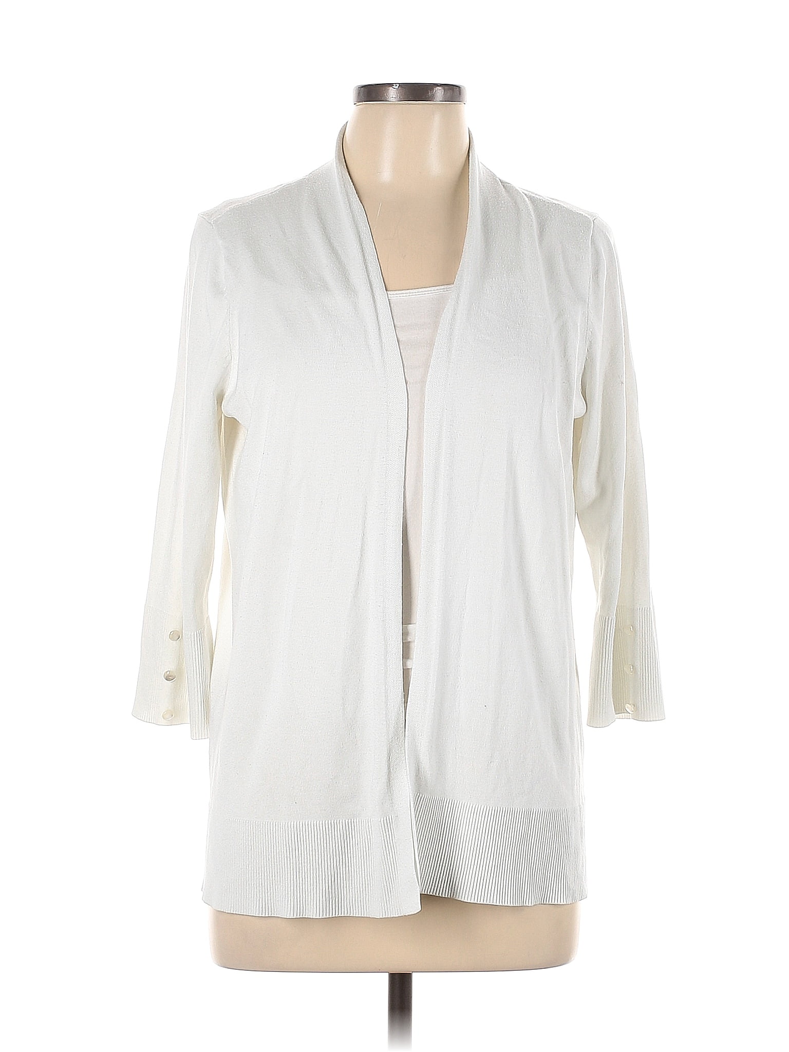 Evolution Color Block Solid White Cardigan Size L Off Thredup