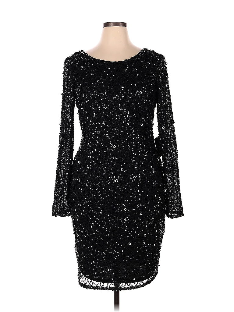 Adrianna Papell 100 Polyester Solid Black Cocktail Dress Size 14 73