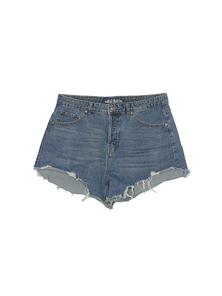 Wild Fable 100 Cotton Solid Blue Denim Shorts Size 12 29 Off ThredUp