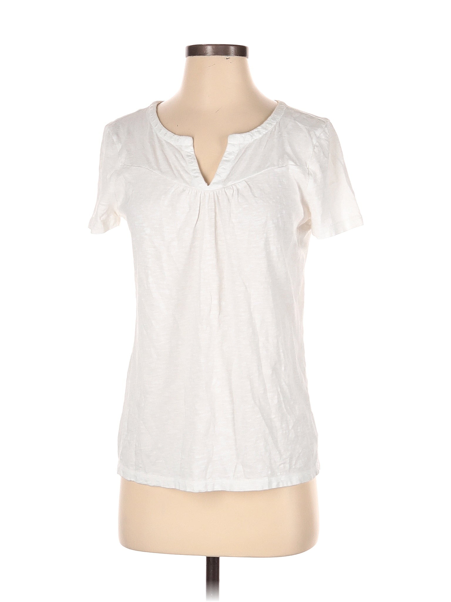 Talbots 100 Cotton White Short Sleeve Blouse Size S 77 Off ThredUp