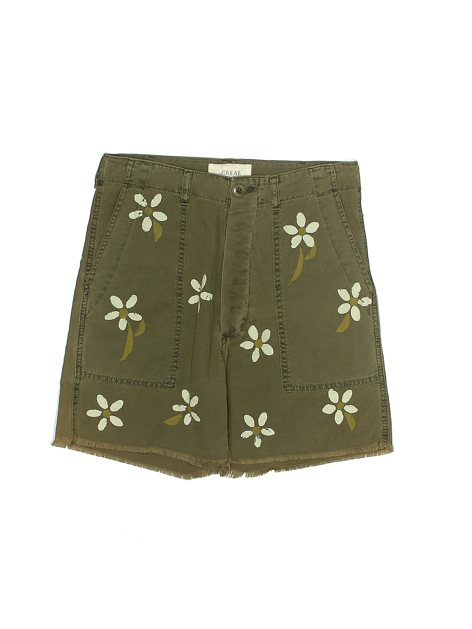 The Great Cotton Floral Green Shorts Waist Off Thredup