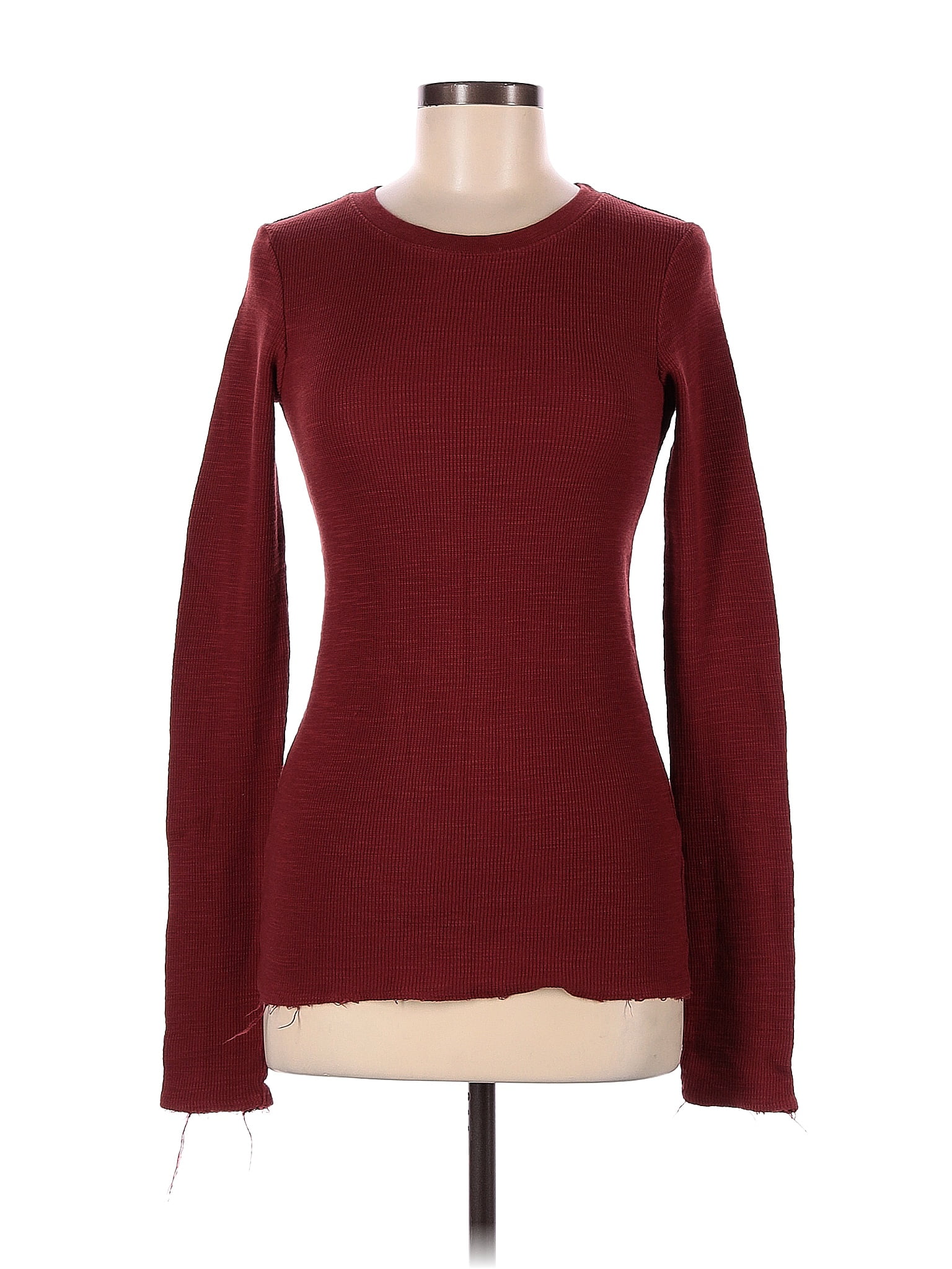 Vince Color Block Solid Maroon Burgundy Pullover Sweater Size M 80