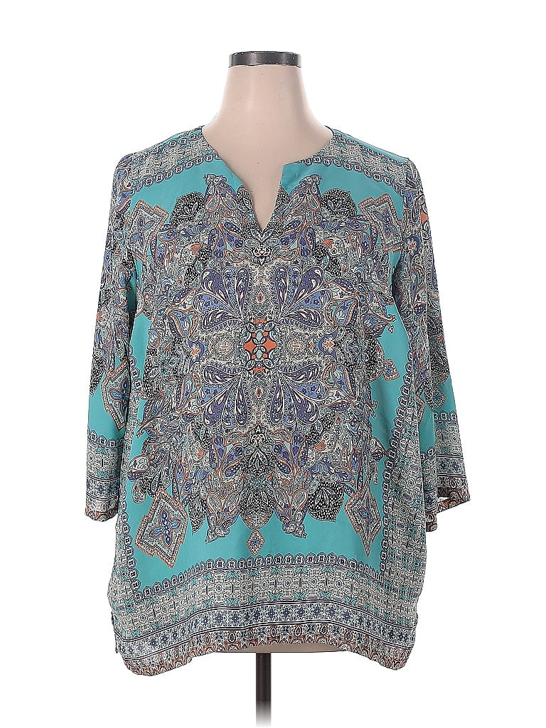 Violet Claire Polyester Paisley Multi Color Teal Long Sleeve