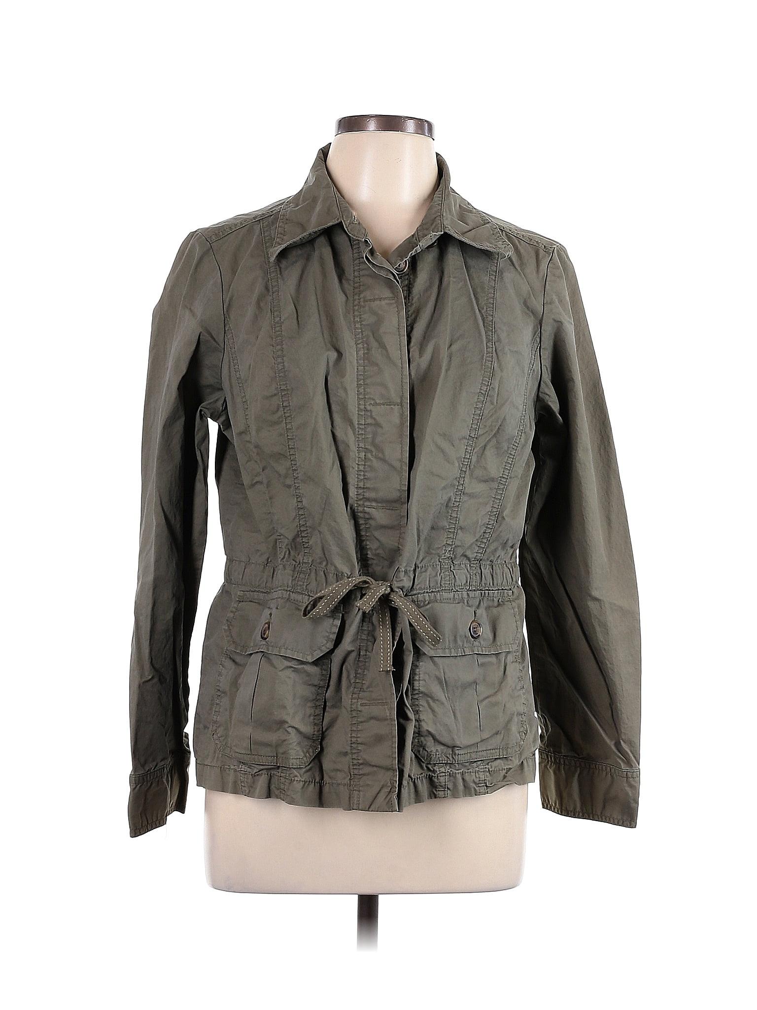 Liz Claiborne Cotton Solid Green Jacket Size L Off Thredup