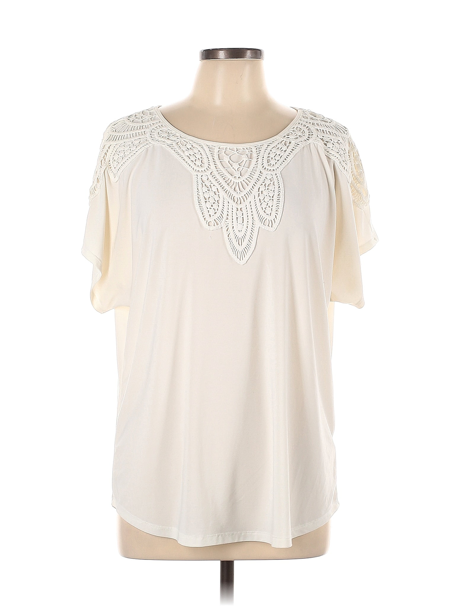 Roz Ali Ivory Short Sleeve Blouse Size L Off Thredup