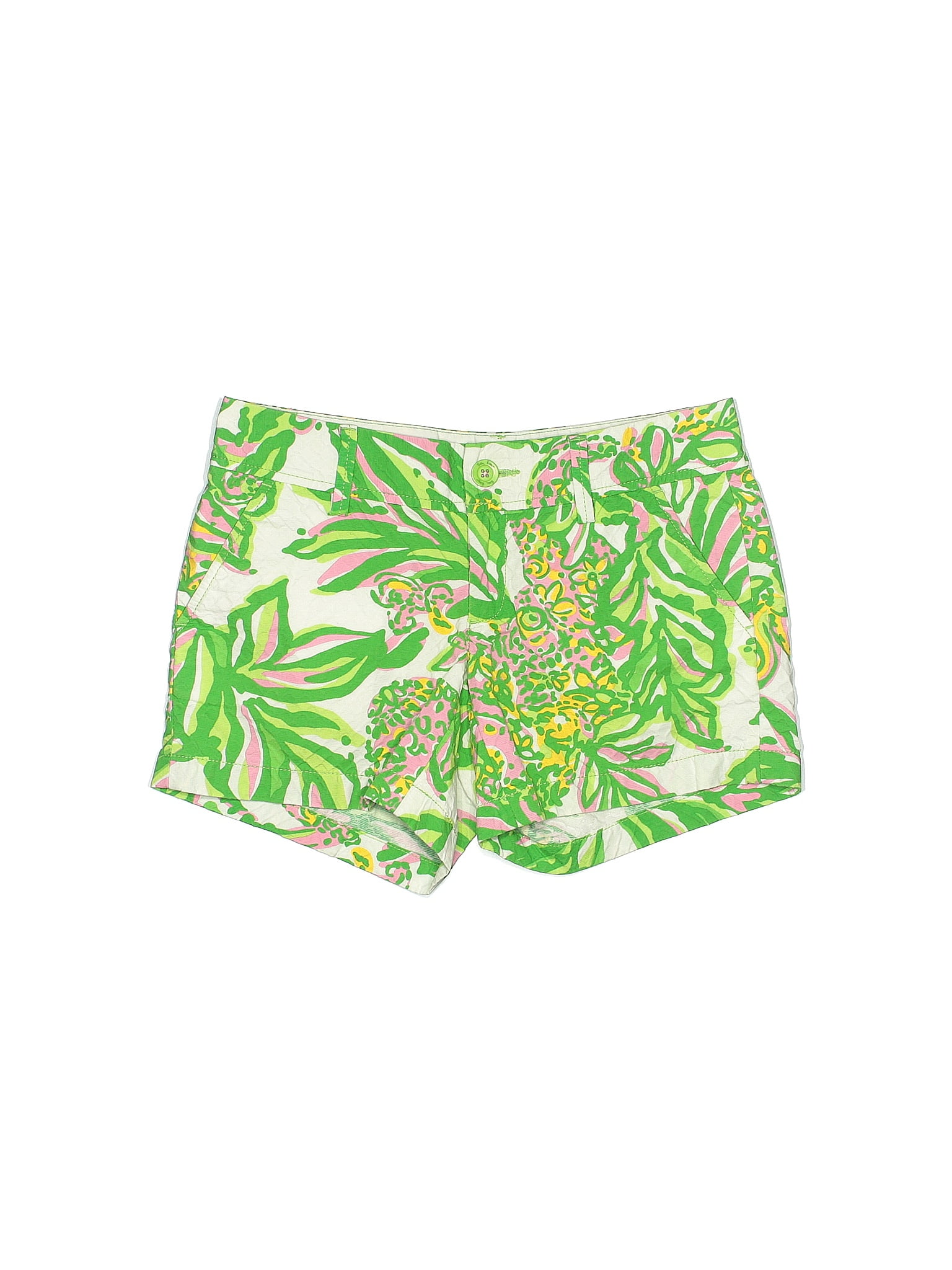 Lilly Pulitzer 100 Cotton Tropical Multi Color Green Shorts Size 0