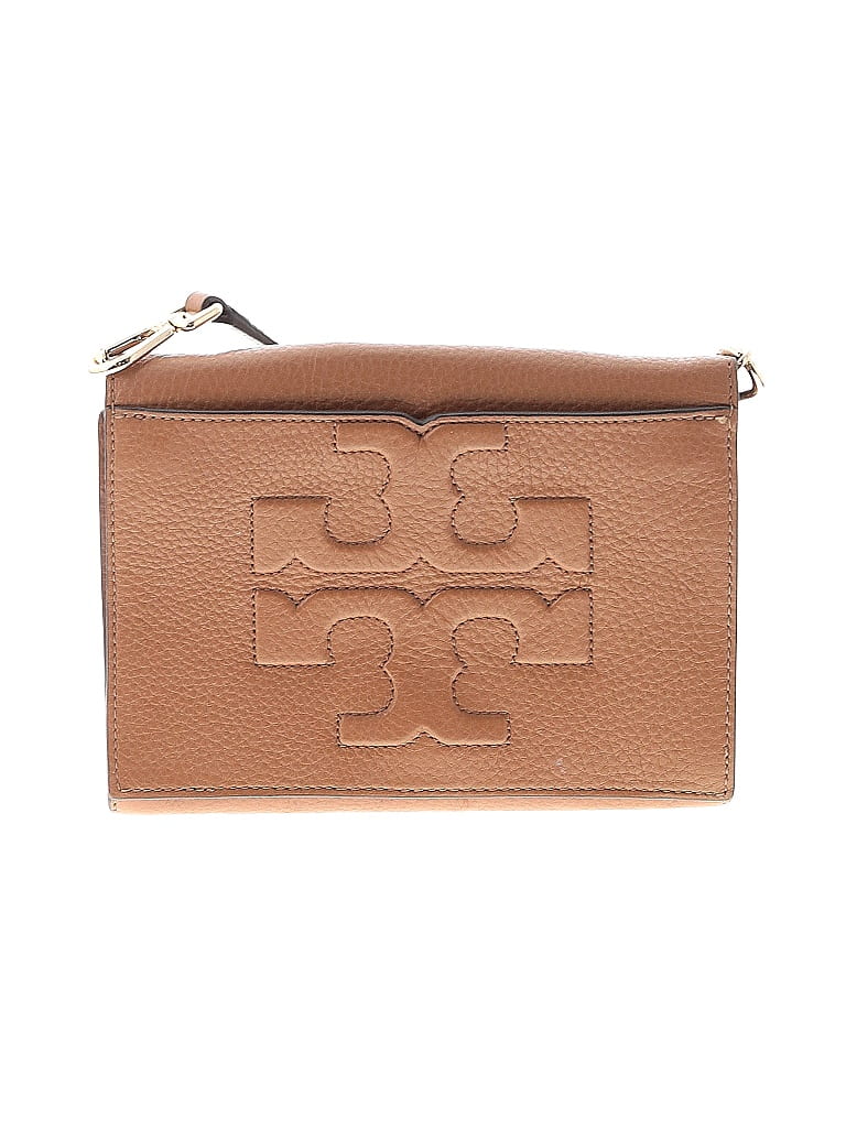 Tory Burch 100 Leather Solid Brown Tan Leather Crossbody Bag One Size