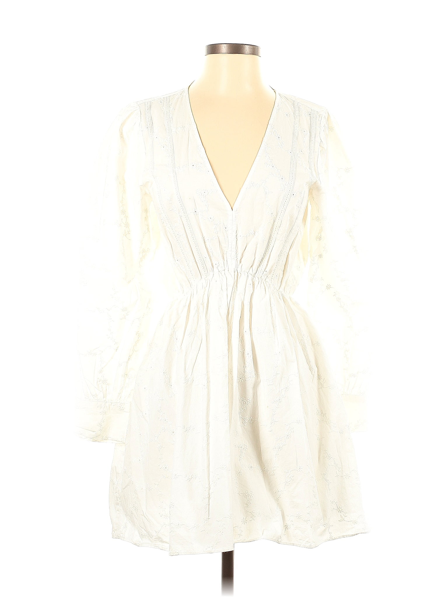 Zara Cotton Solid White Ivory Casual Dress Size S Off Thredup