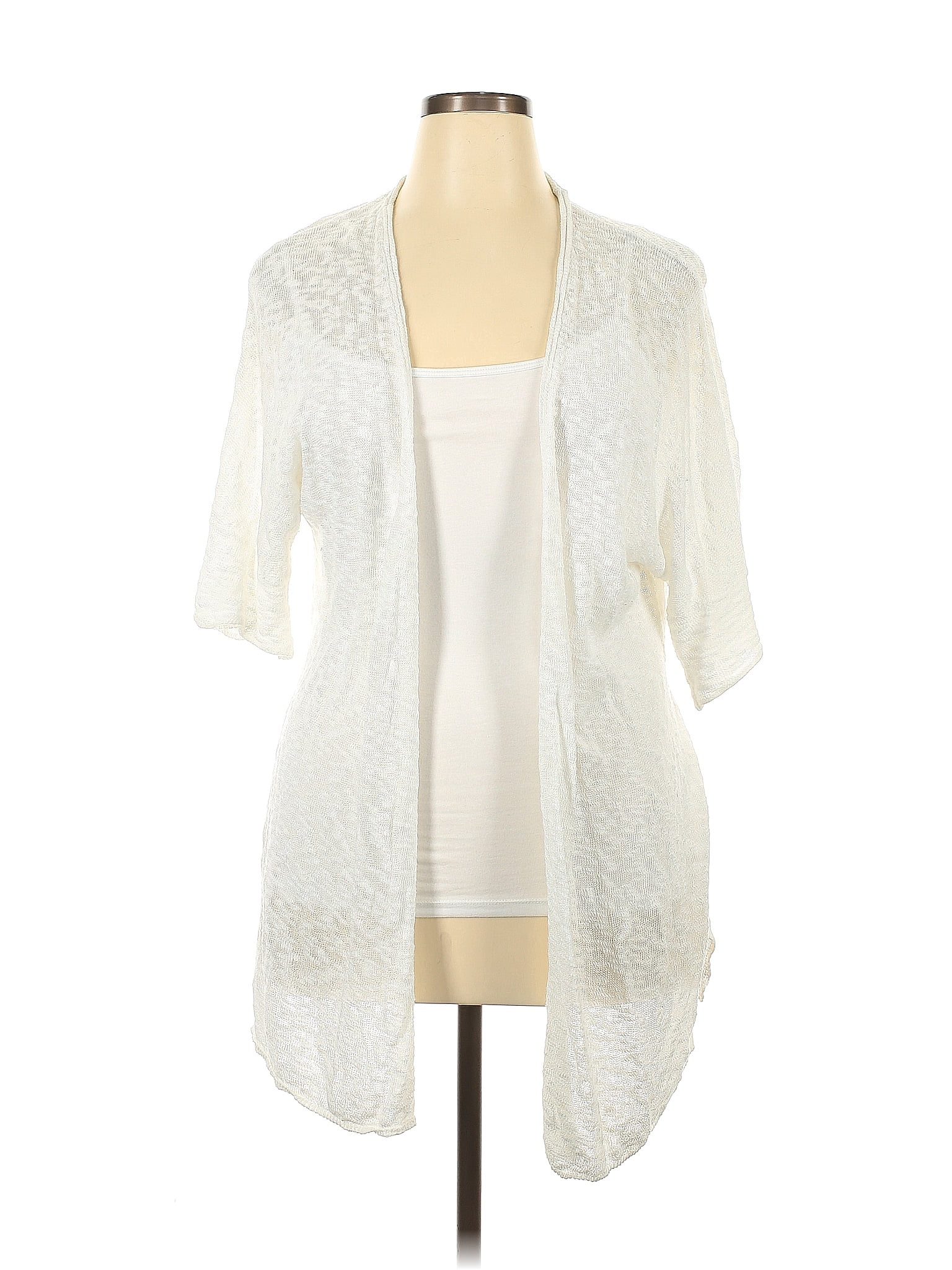 Nic Zoe Solid White Ivory Kimono Size XL 75 Off ThredUp