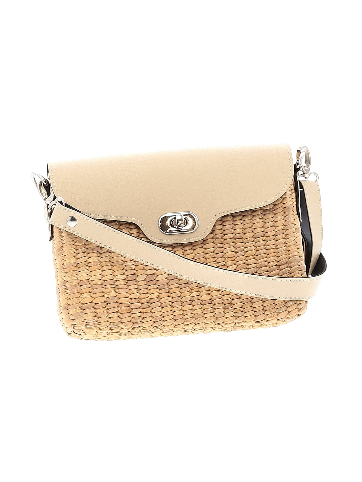 Sea Grass Color Block Solid Tan Ivory Crossbody Bag One Size 66