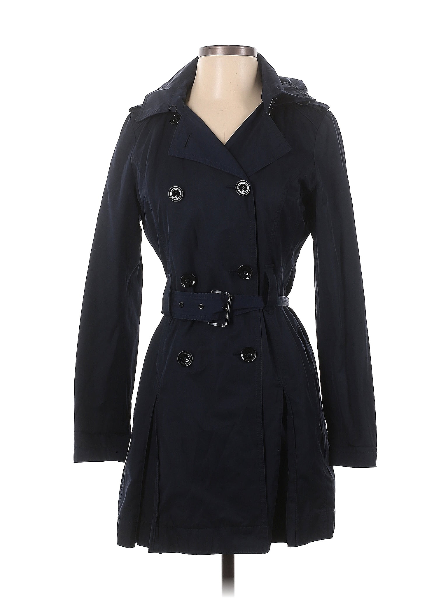 MICHAEL Michael Kors Solid Navy Blue Trenchcoat Size XS 68 Off ThredUp