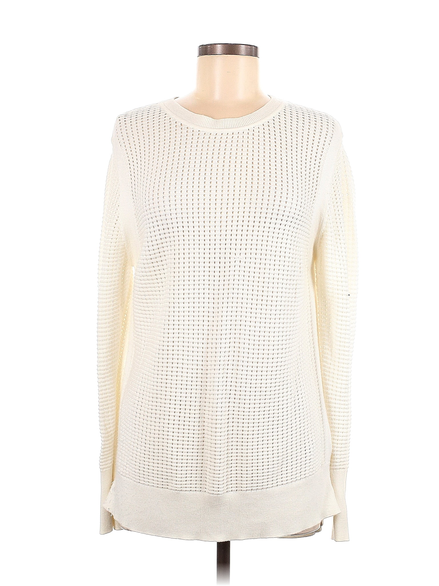 Banana Republic Color Block Solid Ivory Pullover Sweater Size M