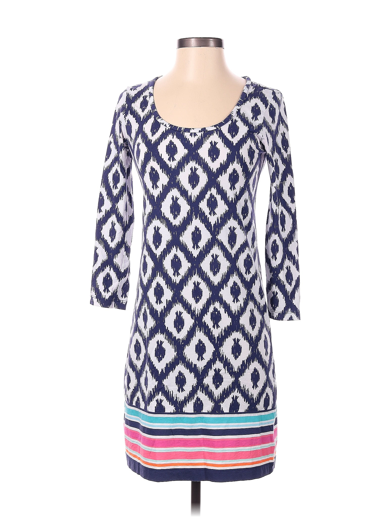 Lilly Pulitzer Cotton Color Block Multi Color Blue Casual Dress