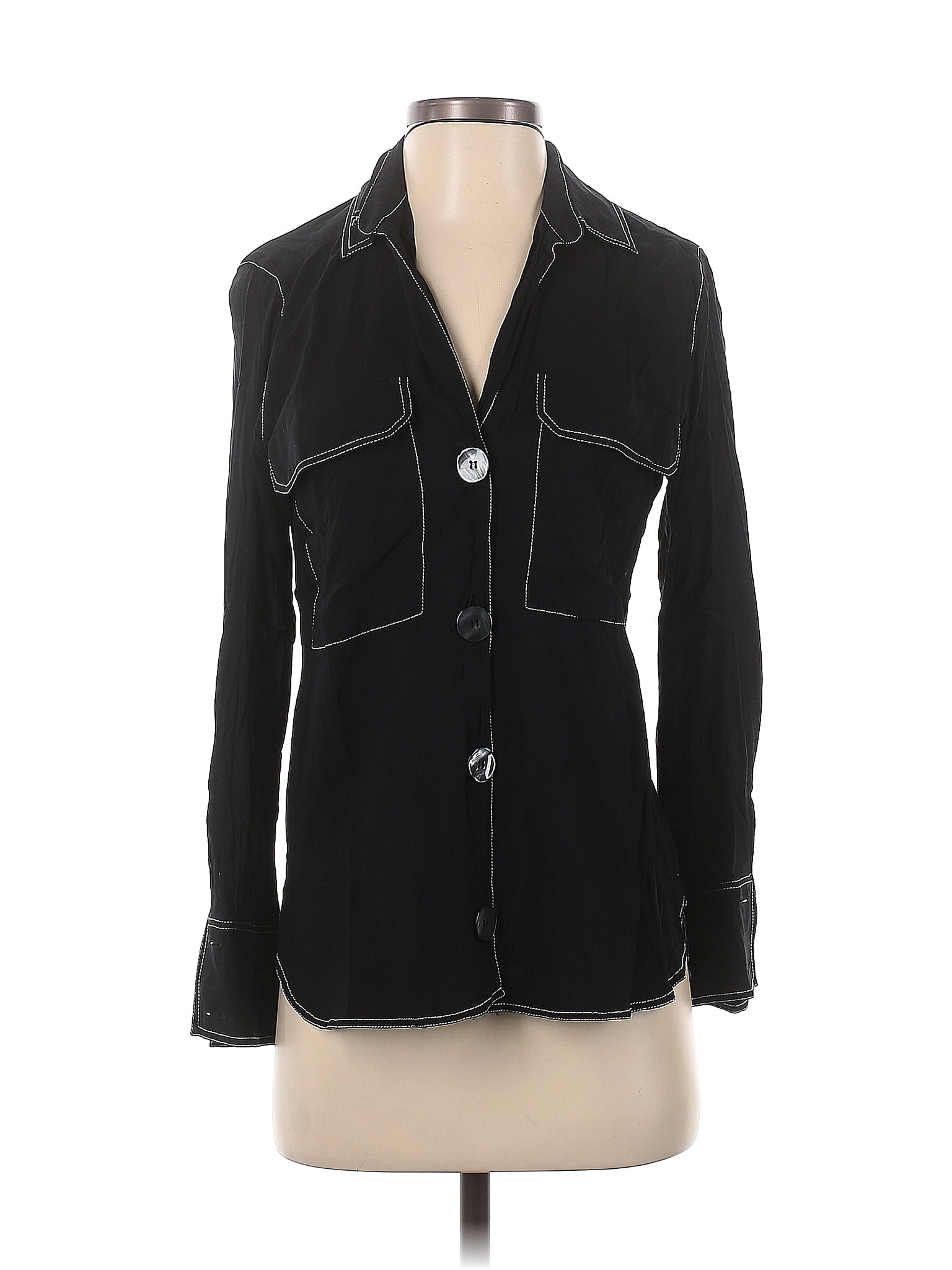 Zara Solid Black Jacket Size Xs Off Thredup