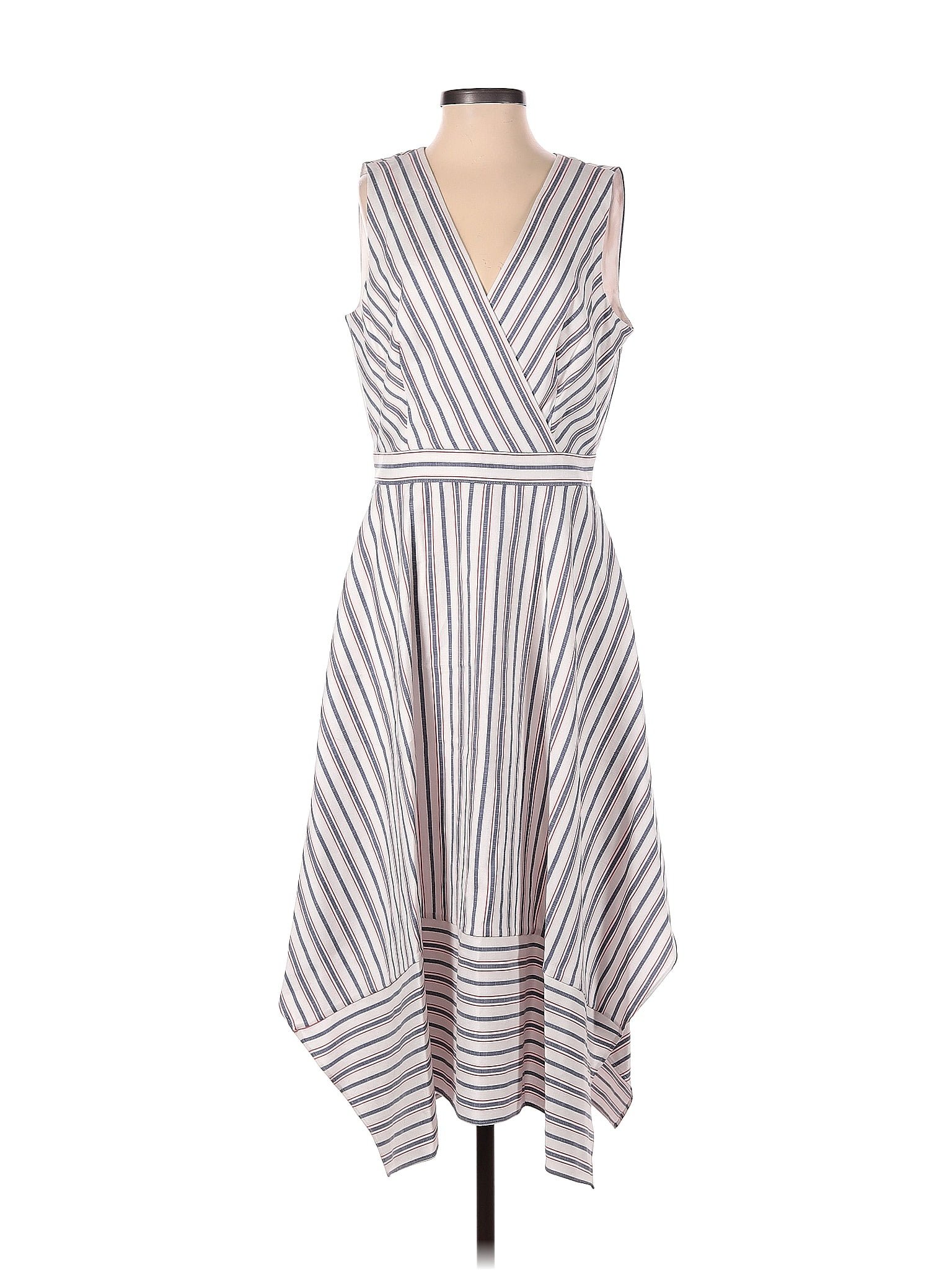 Karl Lagerfeld Paris Stripes Multi Color Gray Casual Dress Size