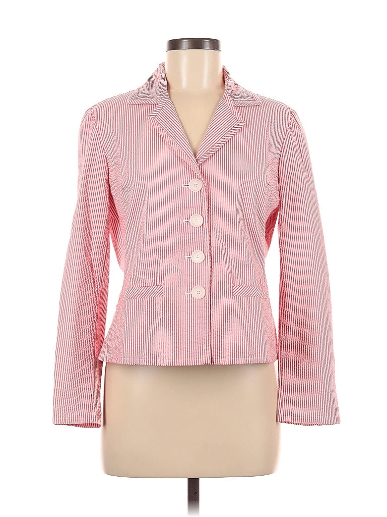 Talbots Checkered Gingham Tweed Pink Blazer Size Petite Off