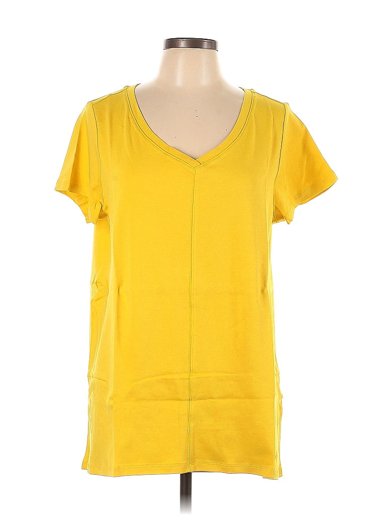 Isaac Mizrahi LIVE 100 Cotton Solid Yellow Casual Dress Size L 67