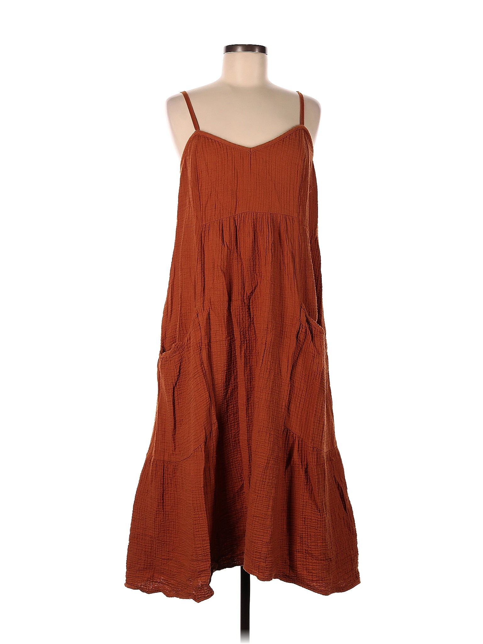 Zara Solid Burnt Orange Brown Casual Dress Size L Off Thredup