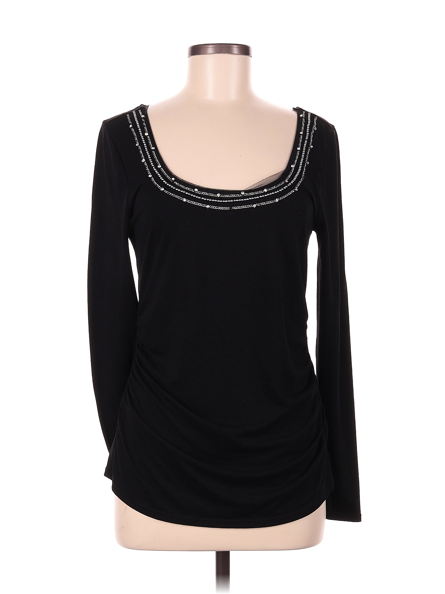 White House Black Market Black Long Sleeve Blouse Size M Off