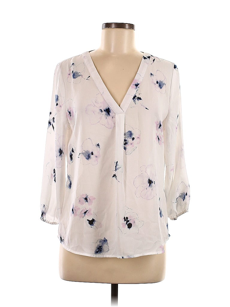 Violet Claire 100 Polyester Floral White Ivory Long Sleeve Blouse