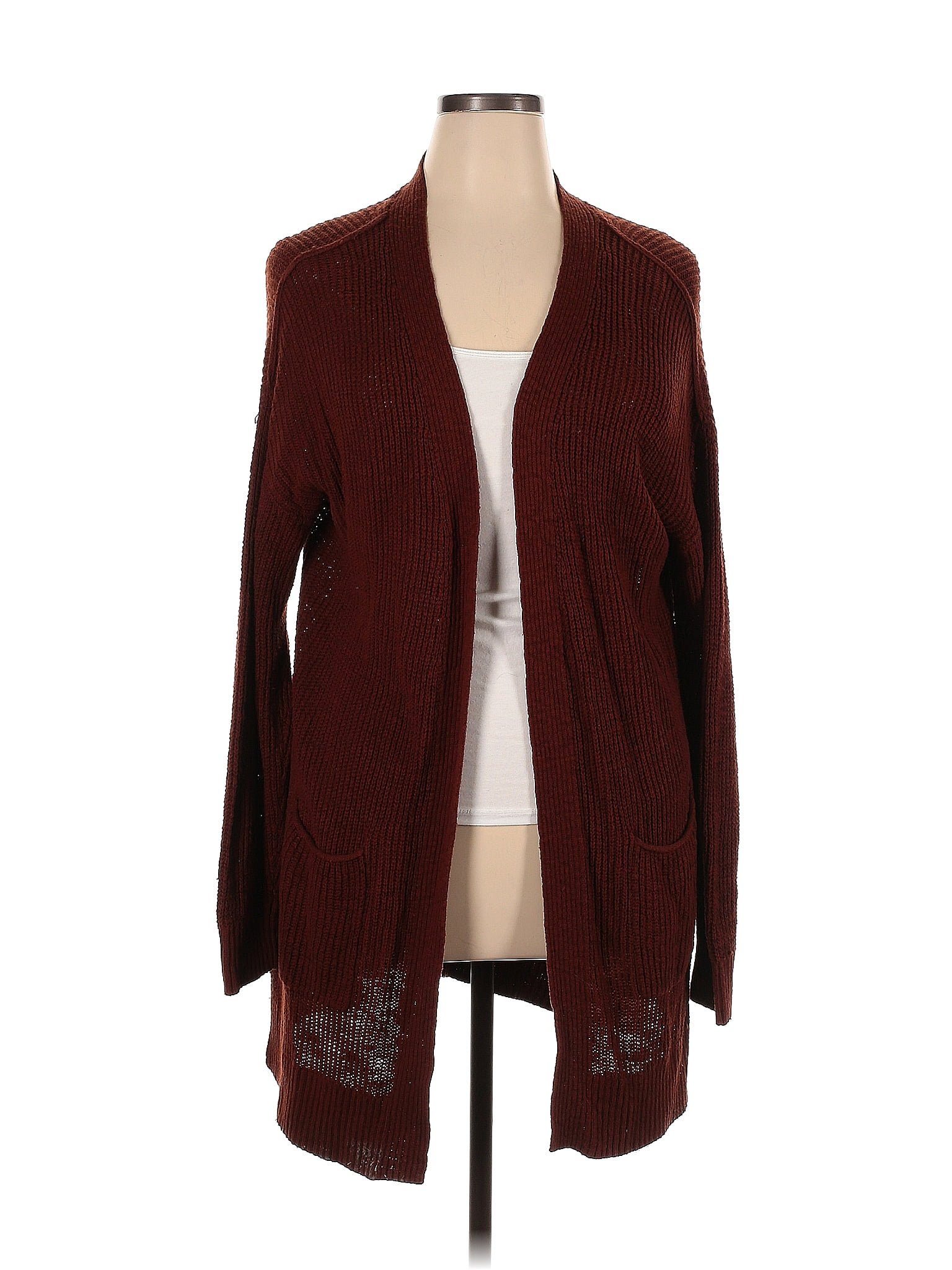 Sonoma Goods For Life Color Block Solid Brown Burgundy Cardigan Size XL