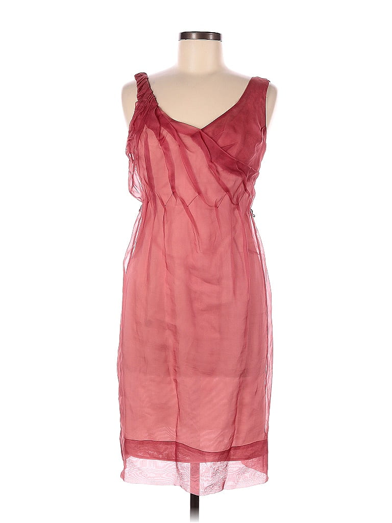 BCBGMAXAZRIA Runway 100 Silk Solid Pink Casual Dress Size 6 87 Off