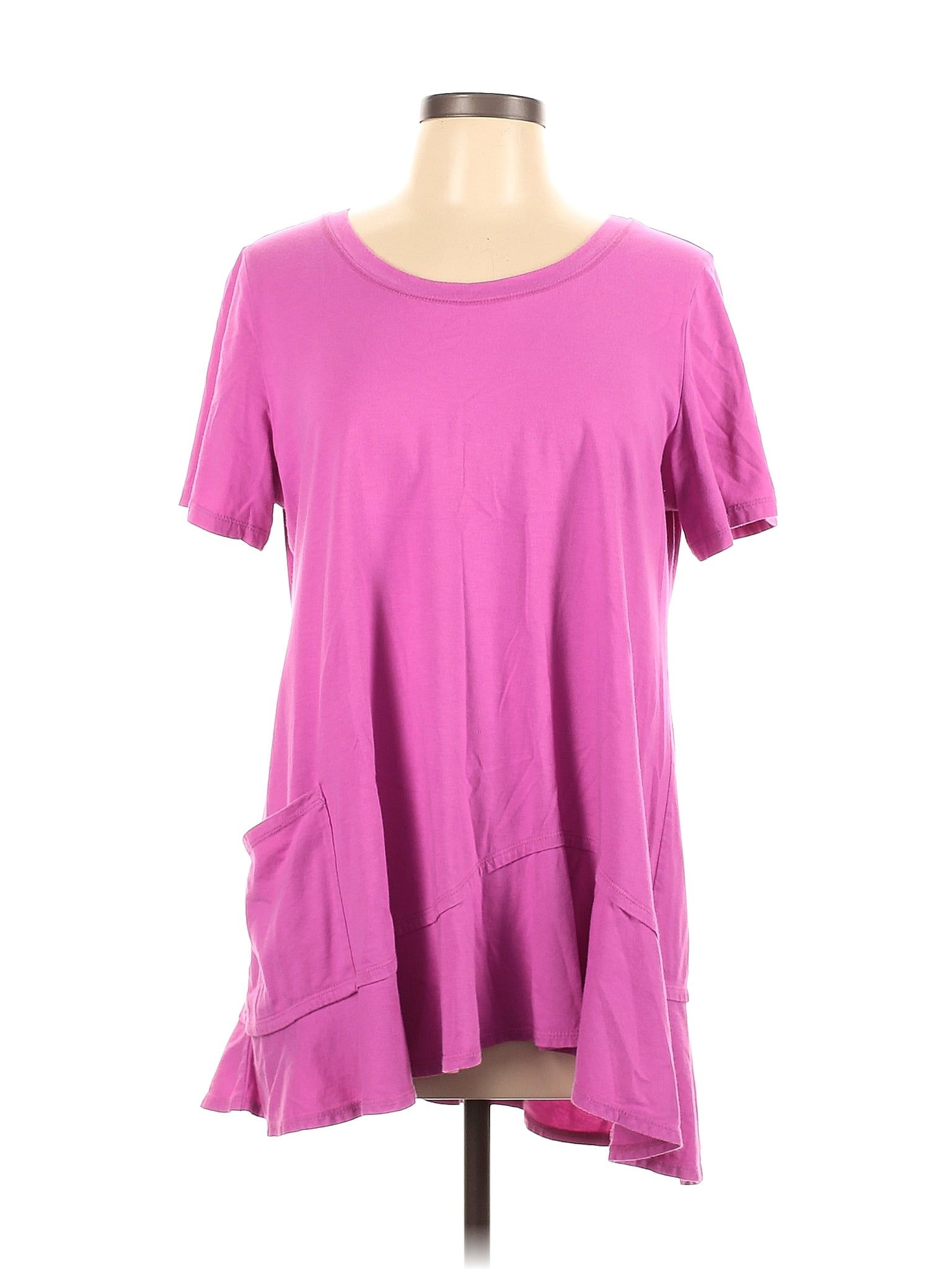 Logo By Lori Goldstein Solid Pink Purple Short Sleeve Top Size L