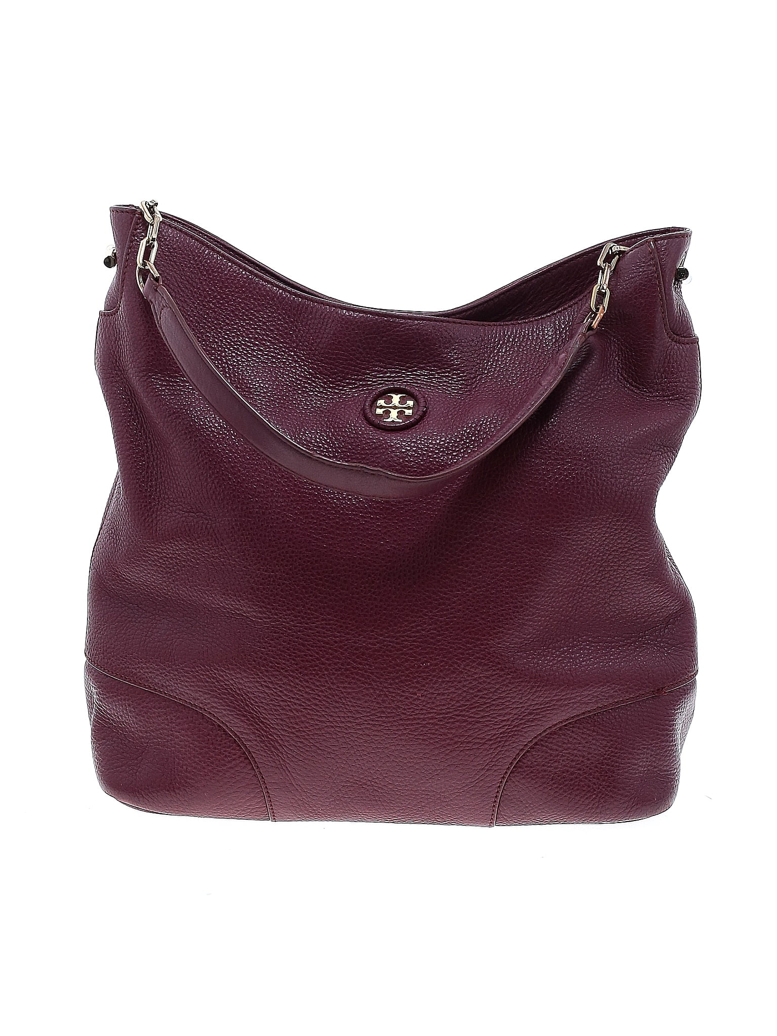 Tory Burch Leather Solid Burgundy Leather Shoulder Bag One Size