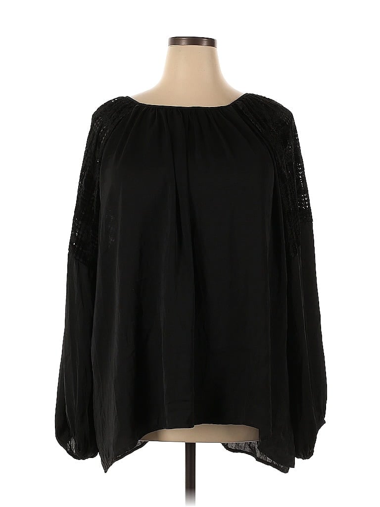 Suzanne Betro 100 Polyester Black Long Sleeve Blouse Size 2X Plus