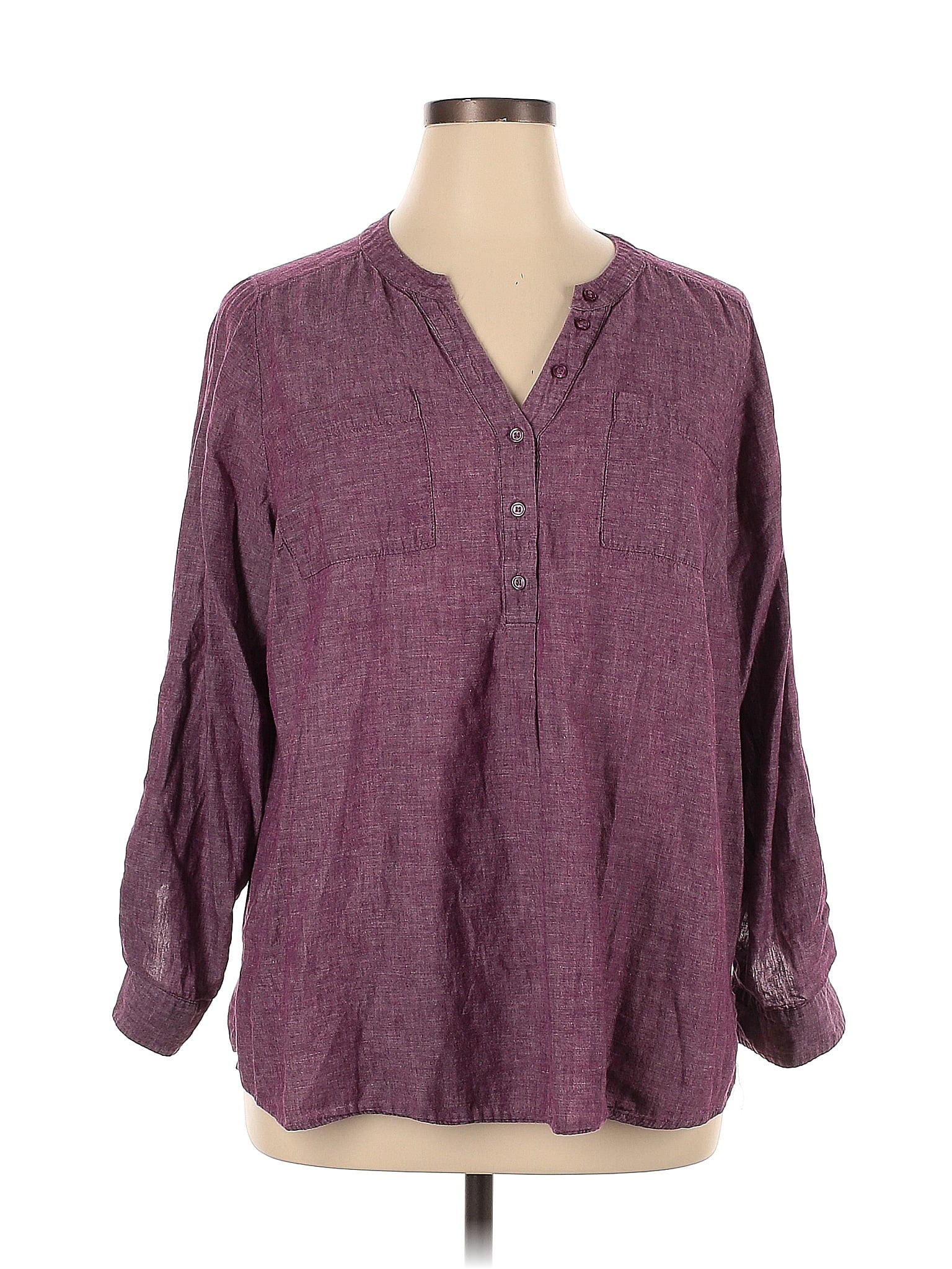 Lane Bryant Purple Burgundy Long Sleeve Blouse Size Plus Off