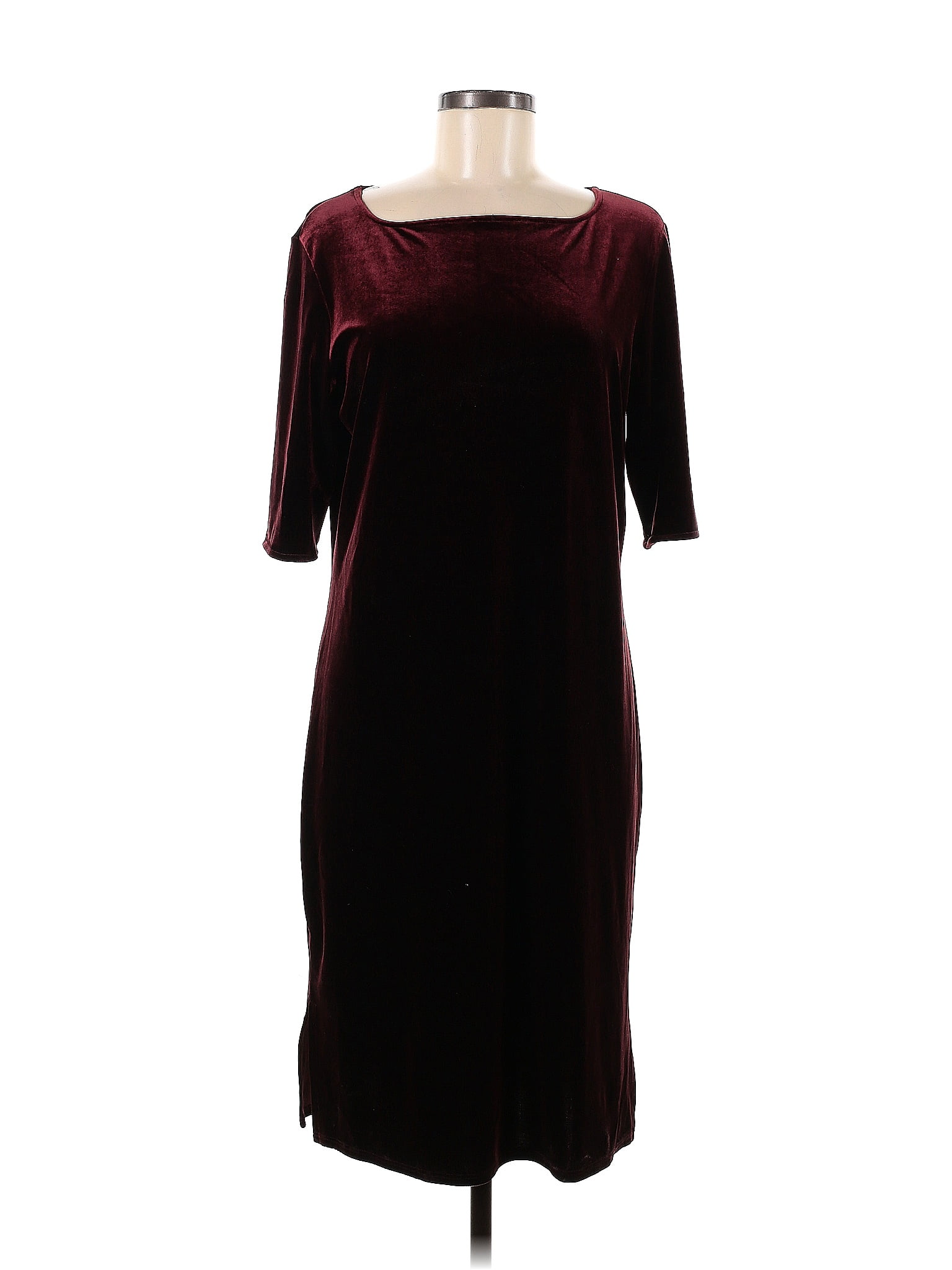 J Jill Solid Maroon Burgundy Cocktail Dress Size M Petite Off