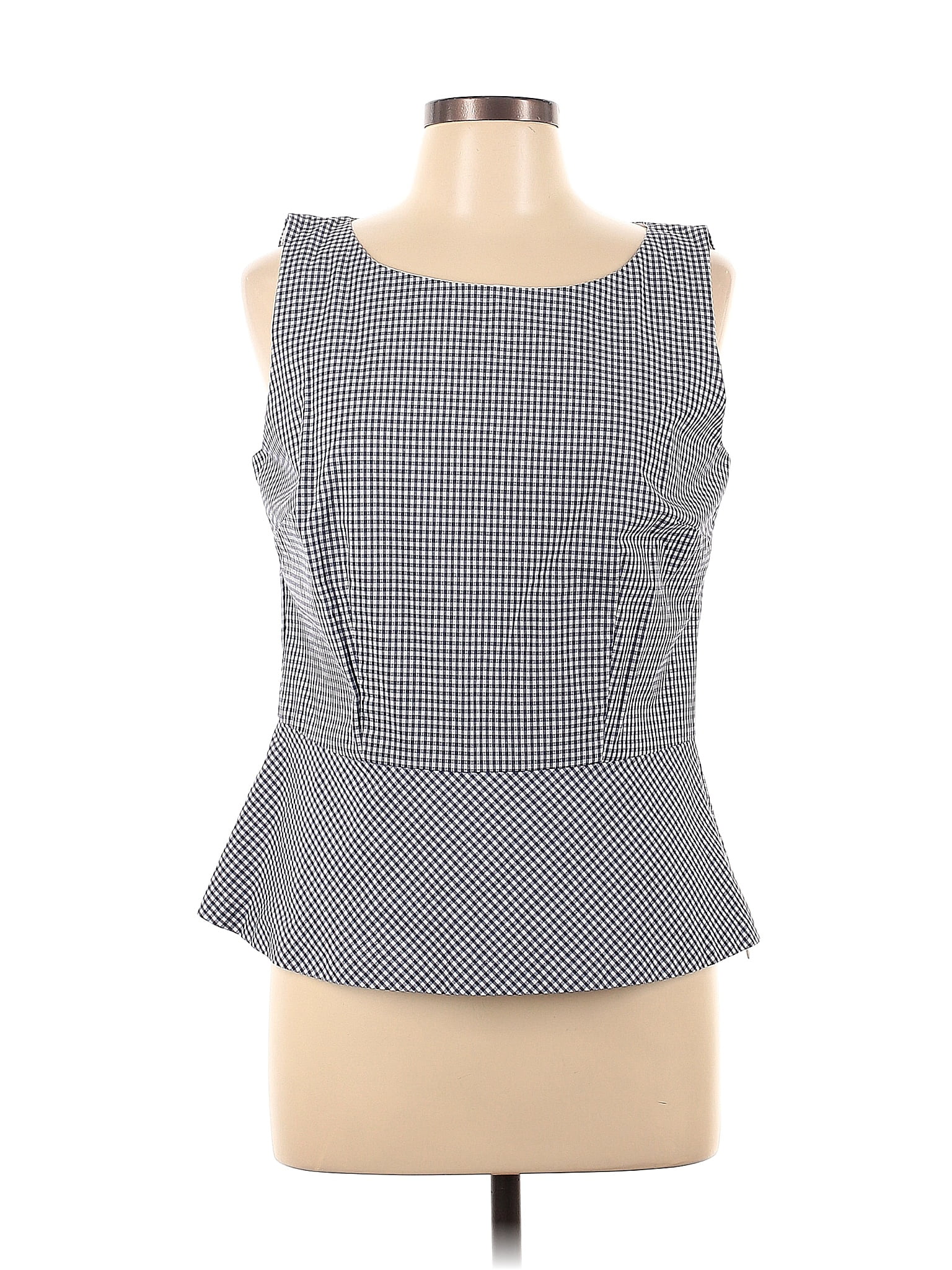 Talbots Checkered Gingham Multi Color Gray Sleeveless Blouse Size