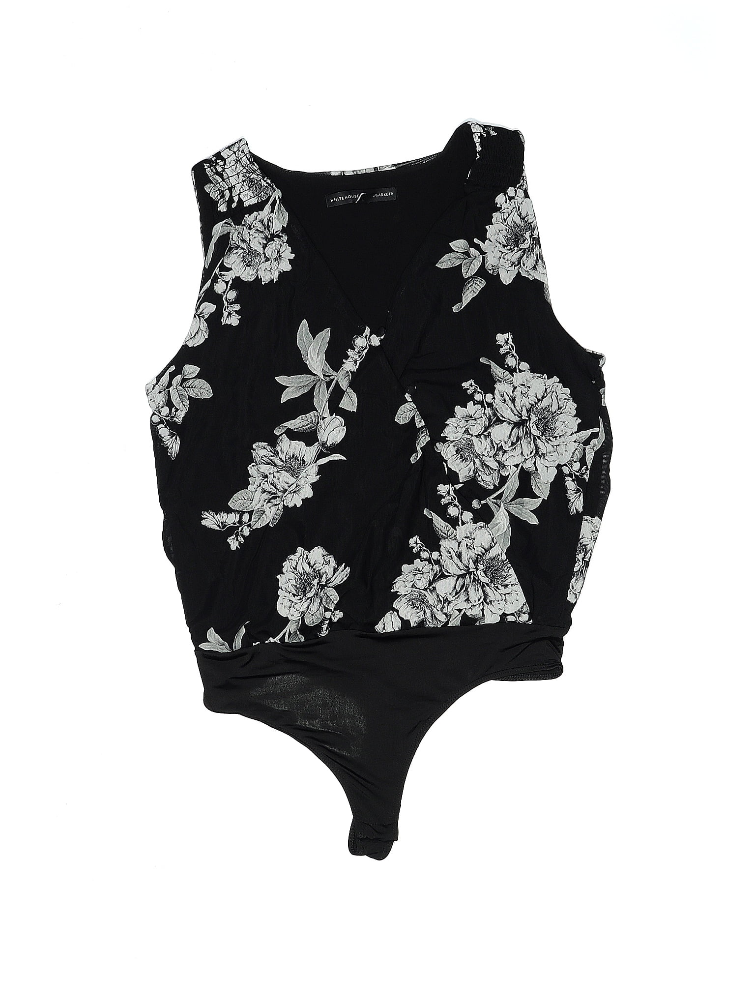 White House Black Market Floral Black Bodysuit Size M 71 Off ThredUp