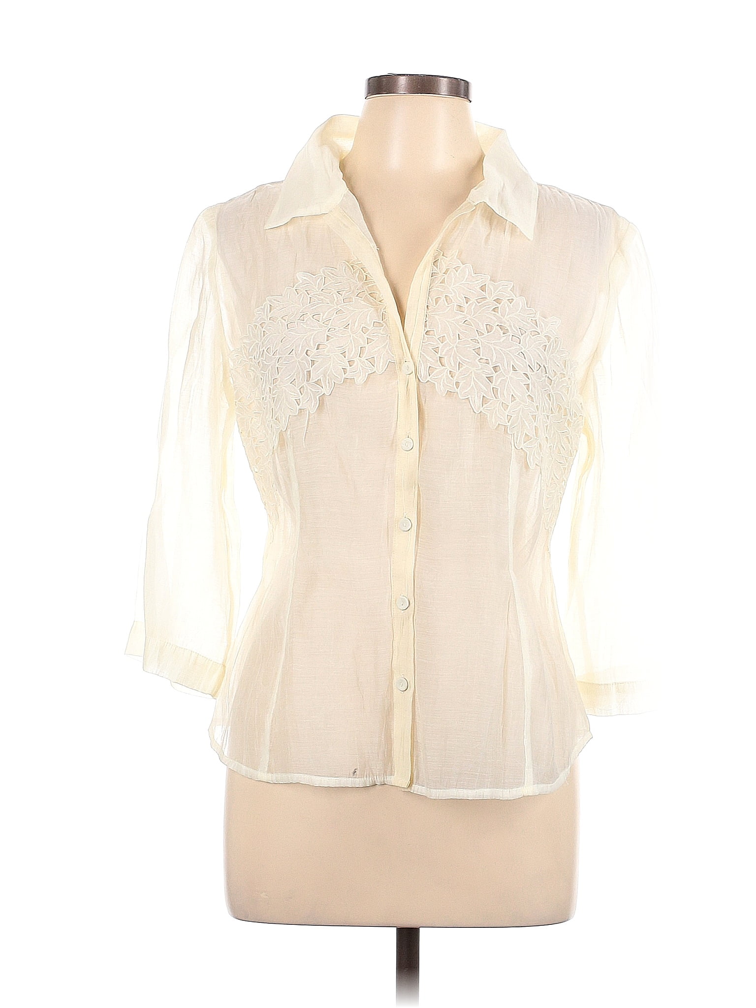 Nic Zoe Ivory Long Sleeve Blouse Size L 76 Off ThredUp