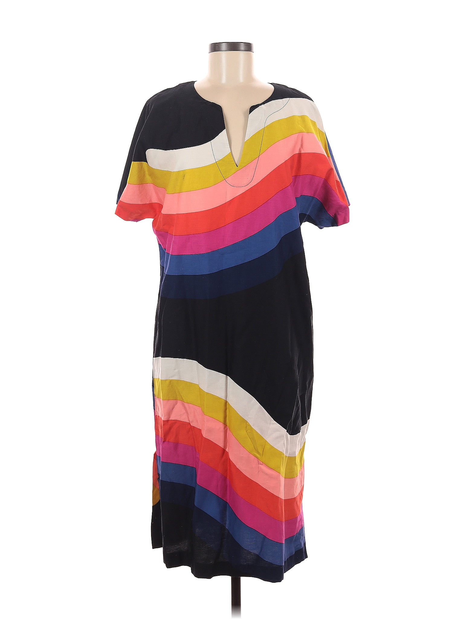 Trina Turk Cotton Color Block Stripes Multi Color Black Casual