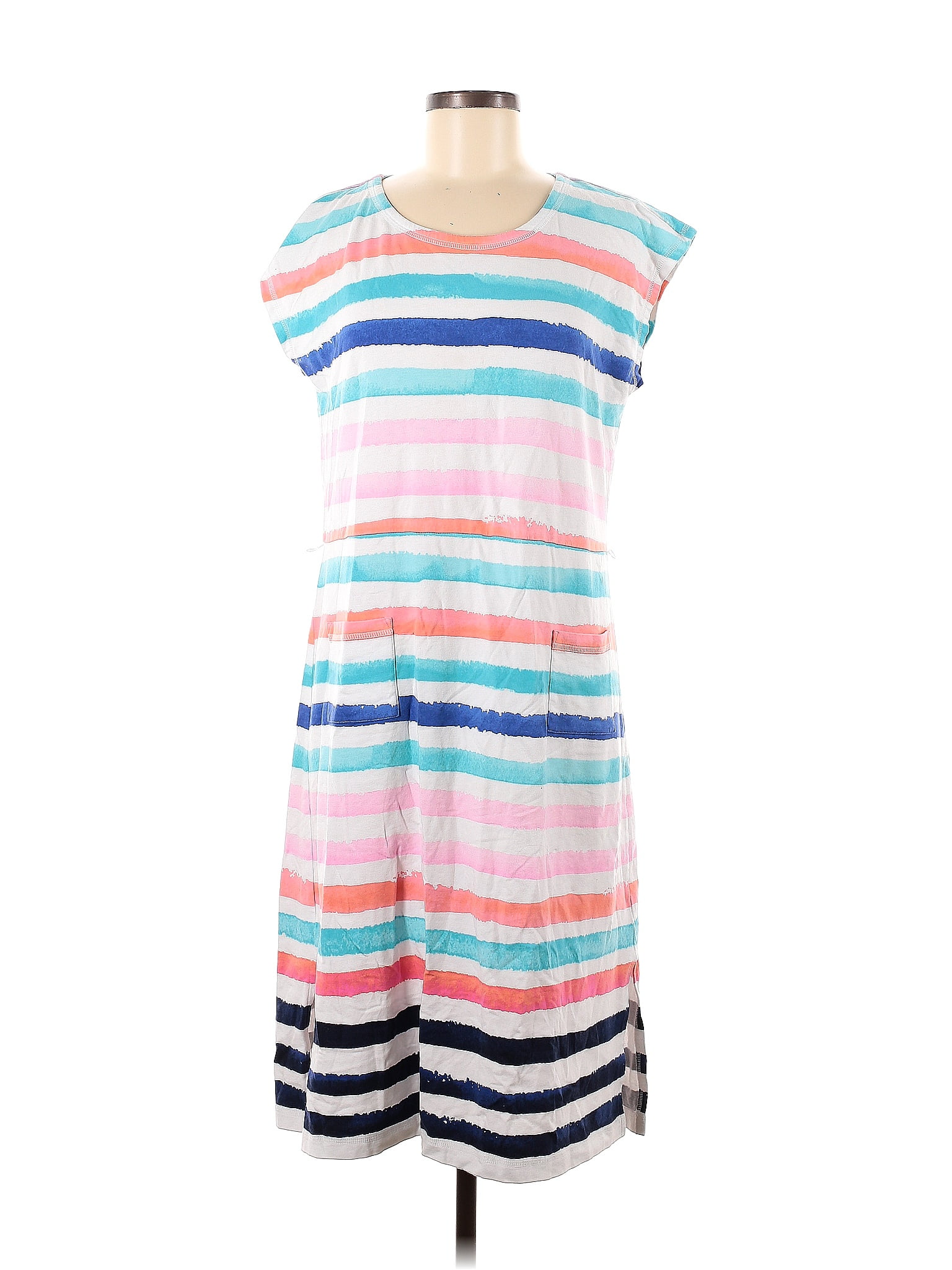 T By Talbots Stripes Multi Color White Casual Dress Size M 68 Off