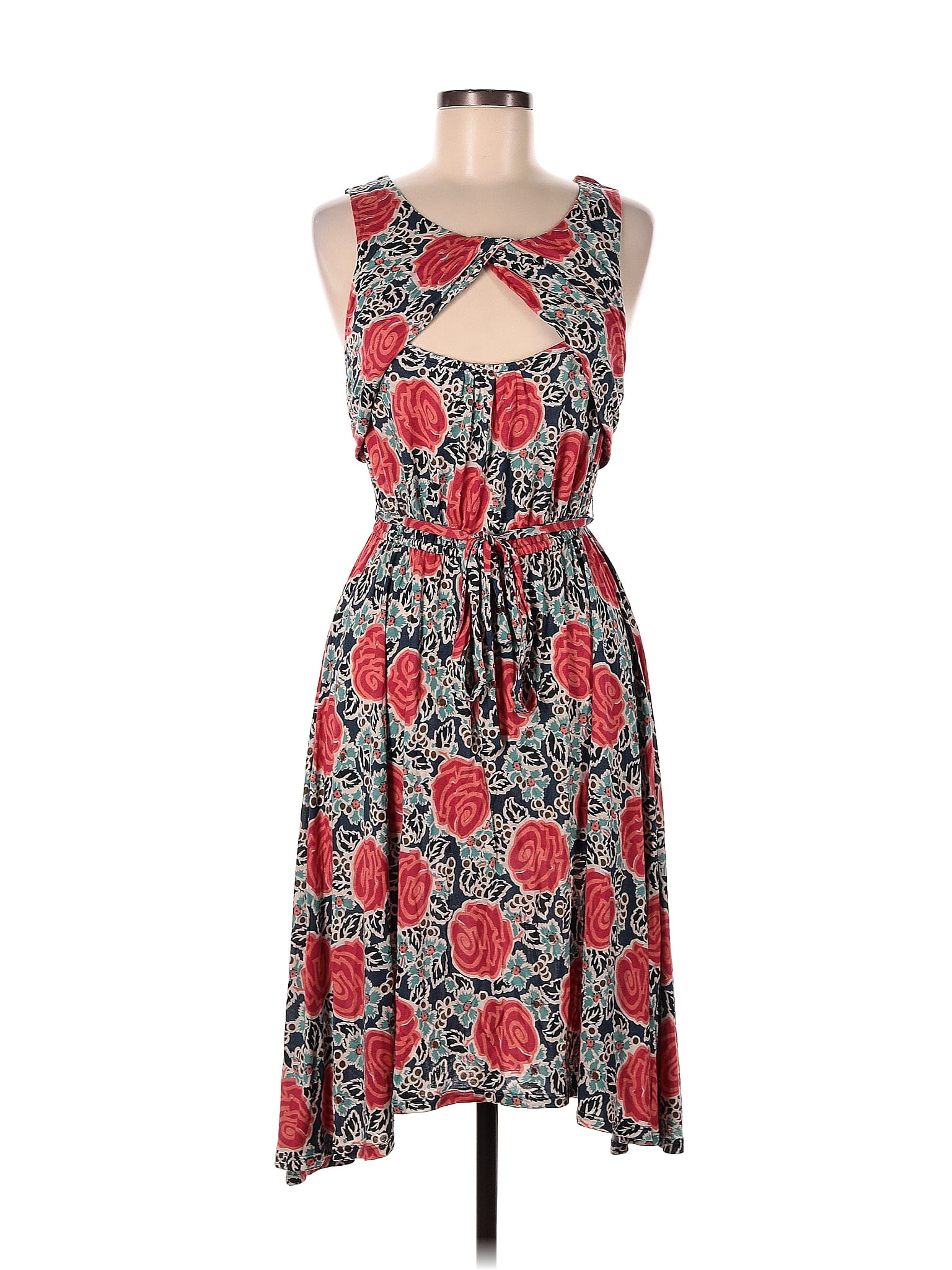 Lilka 100 Modal Floral Multi Color Red Casual Dress Size L 64 Off