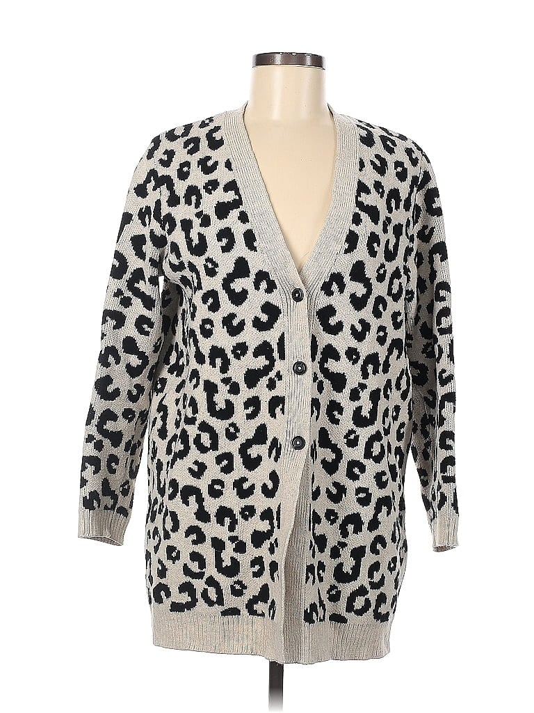 J Jill Color Block Leopard Print Gray Cardigan Size M Off Thredup