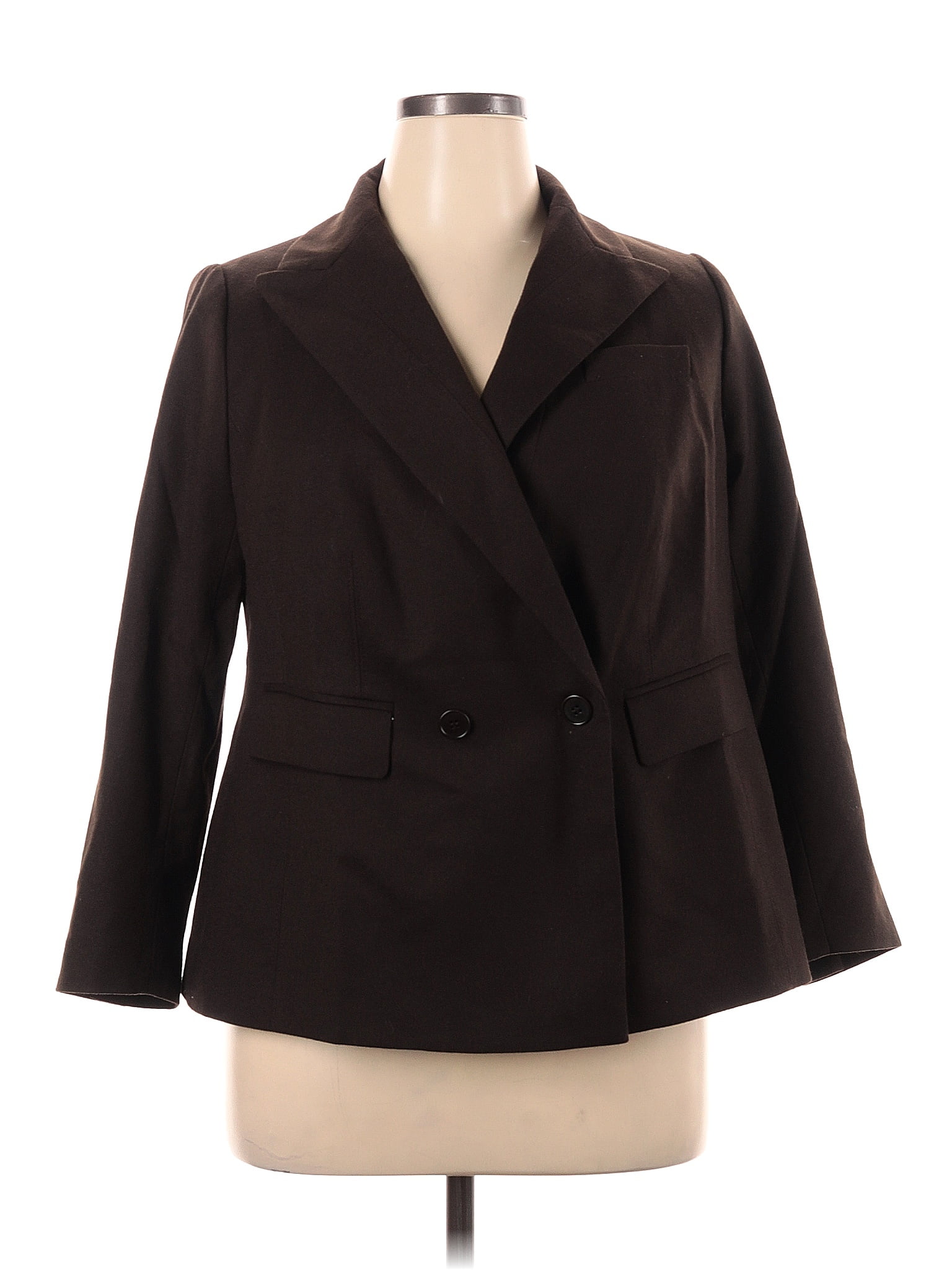 Talbots Solid Brown Wool Blazer Size 14wp Petite 76 Off ThredUp