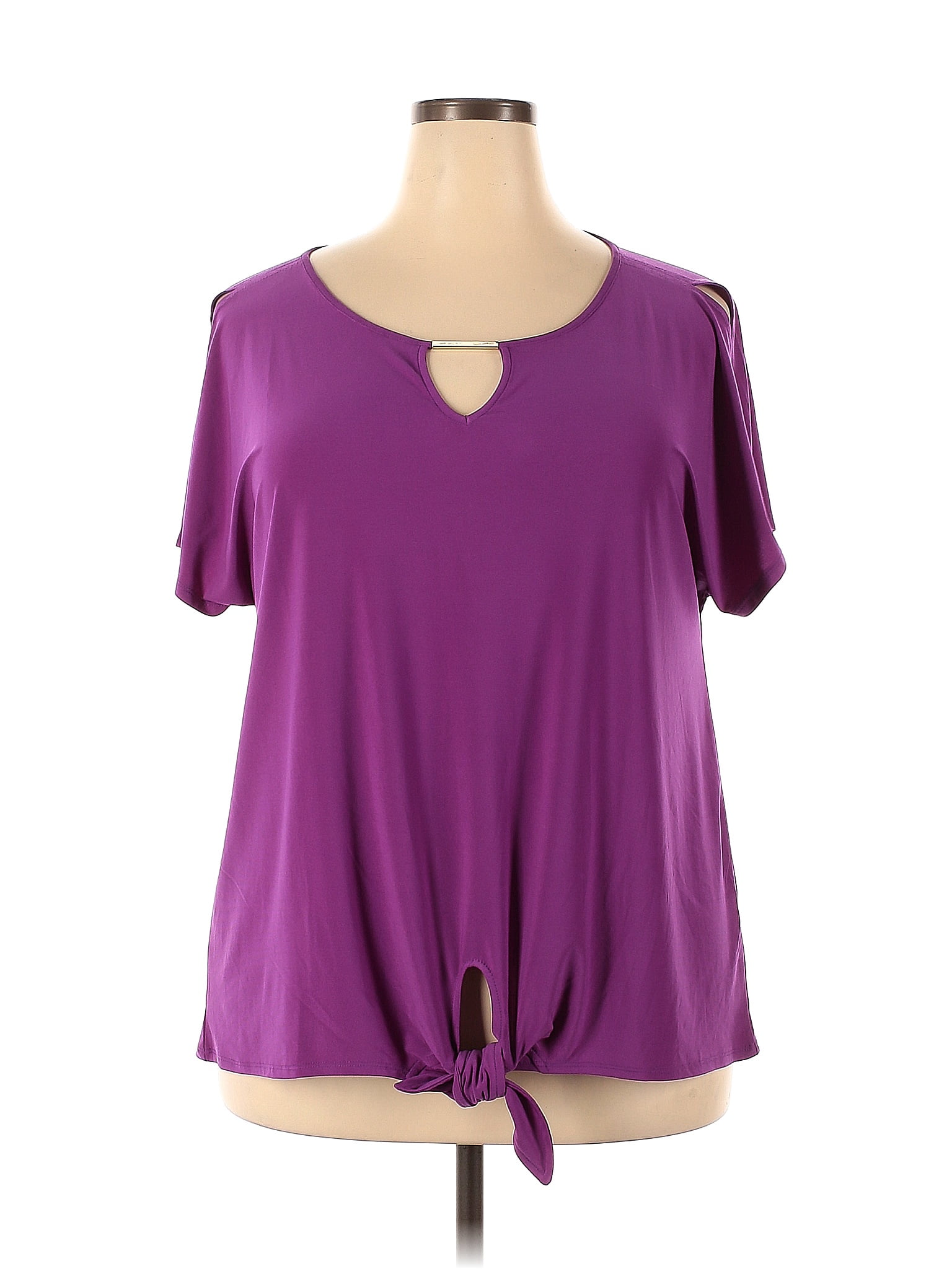 Roz Ali Purple Short Sleeve Top Size X Plus Off Thredup