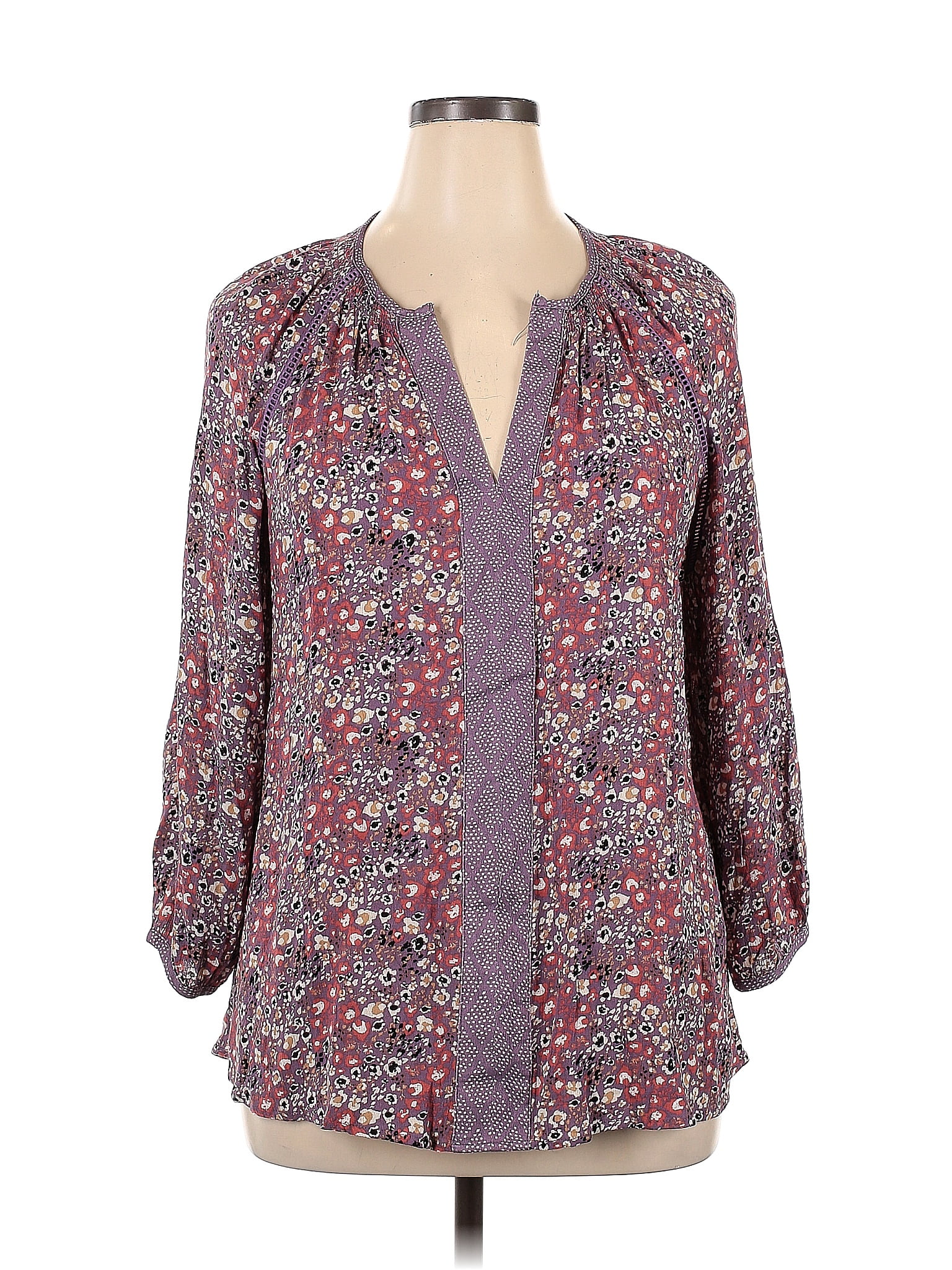 MASON BELLE 100 Rayon Purple Long Sleeve Blouse Size XL 72 Off