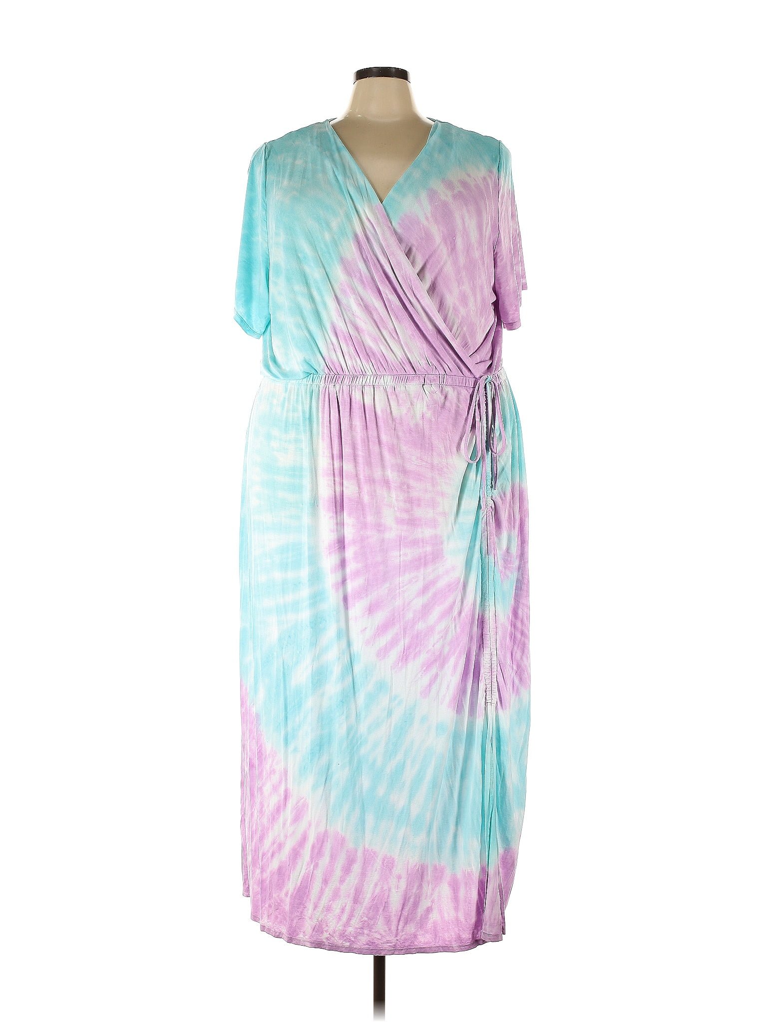 Lane Bryant Acid Wash Print Ombre Tie Dye Purple Casual Dress Size 30