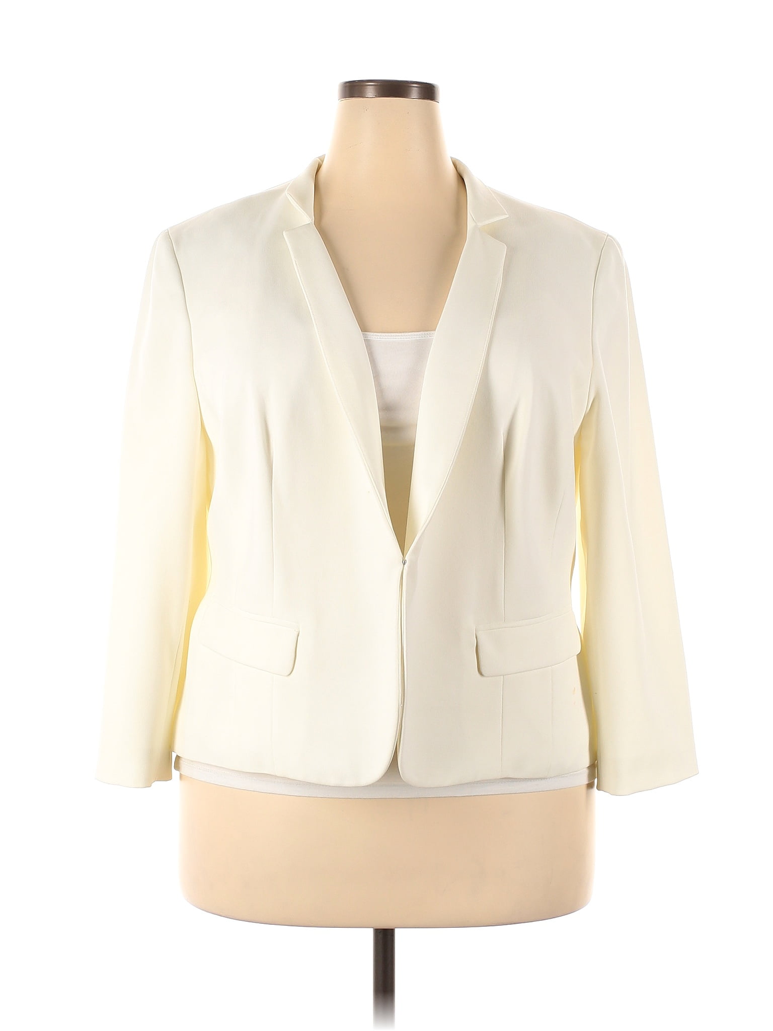 Jones Studio Solid Ivory Blazer Size 2X Plus 72 Off ThredUp