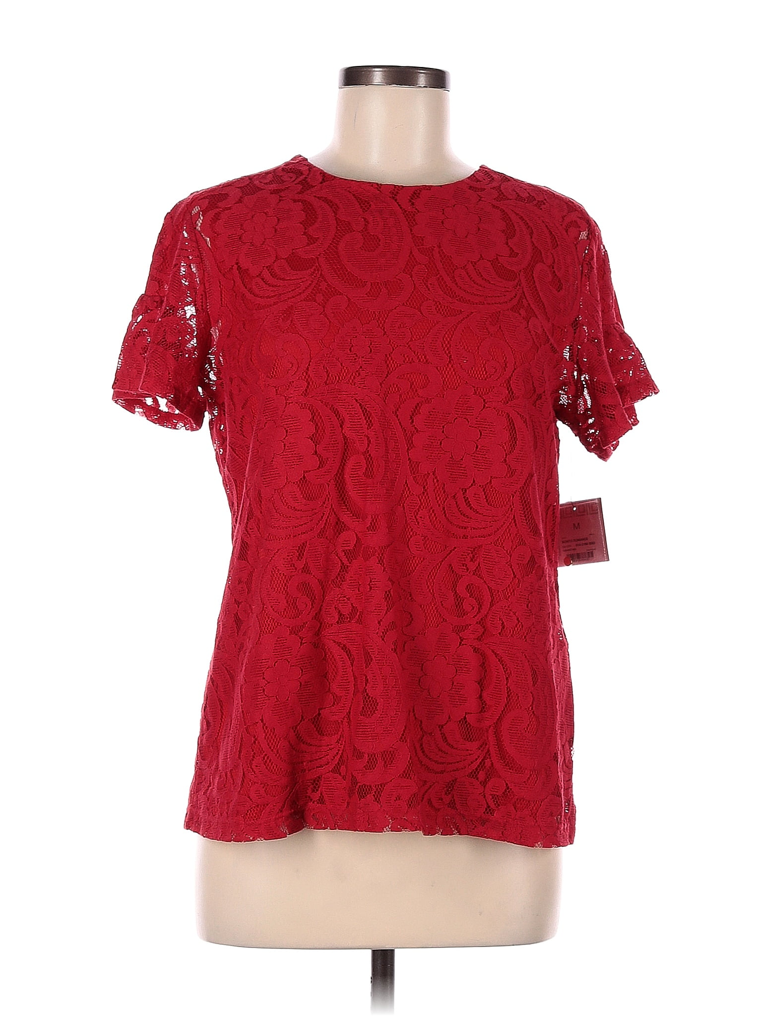 Liz Claiborne Career Red Short Sleeve Blouse Size M Off Thredup