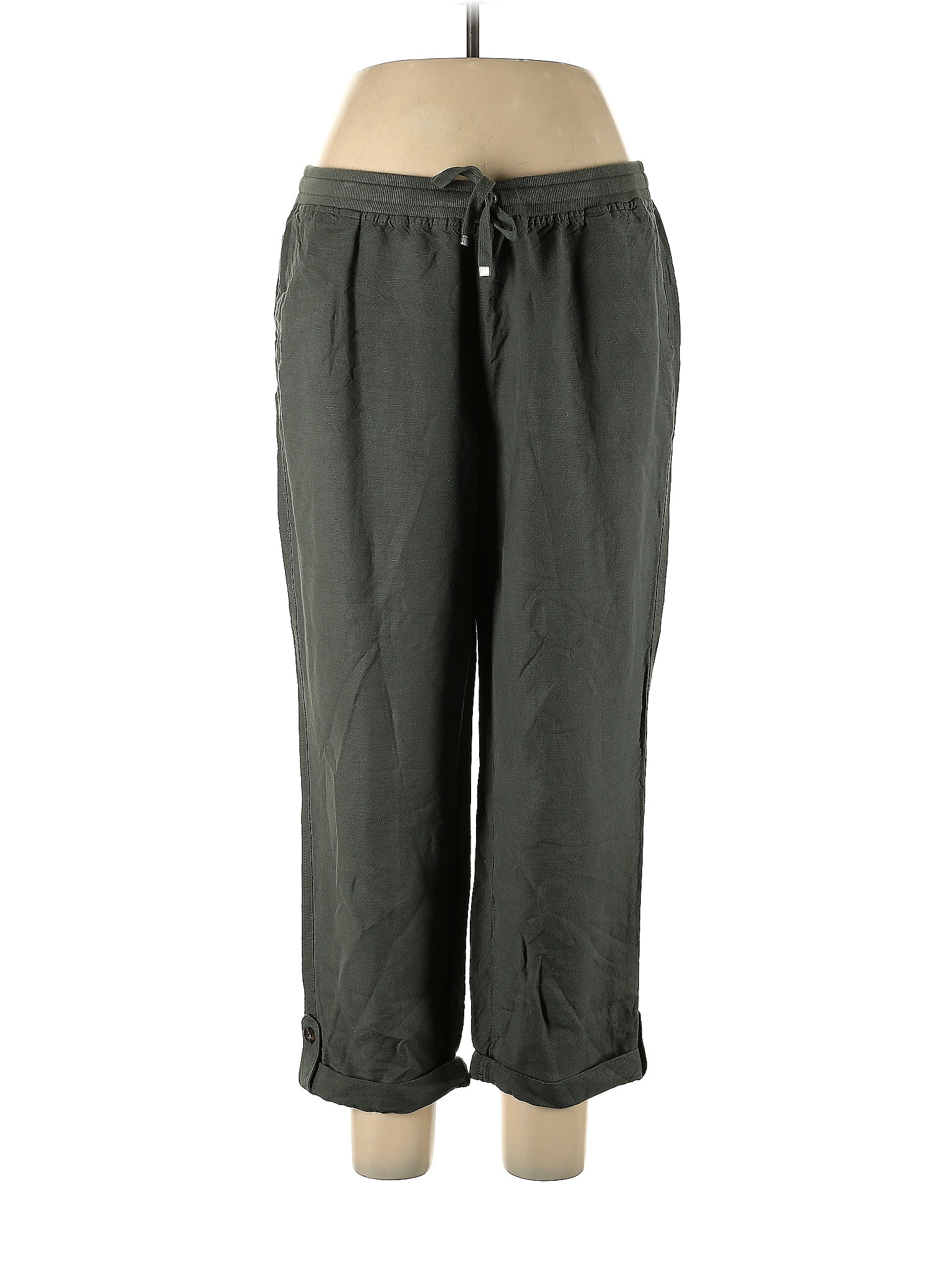 J Jill Solid Green Linen Pants Size L Petite 69 Off ThredUp