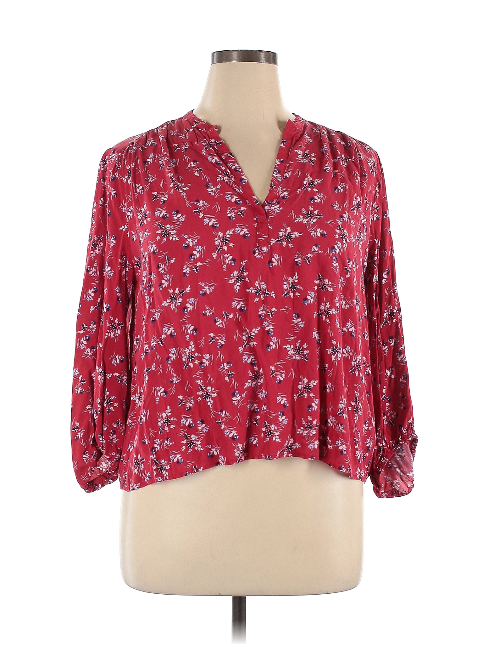 Gap 100 Rayon Red Long Sleeve Blouse Size XL 70 Off ThredUp