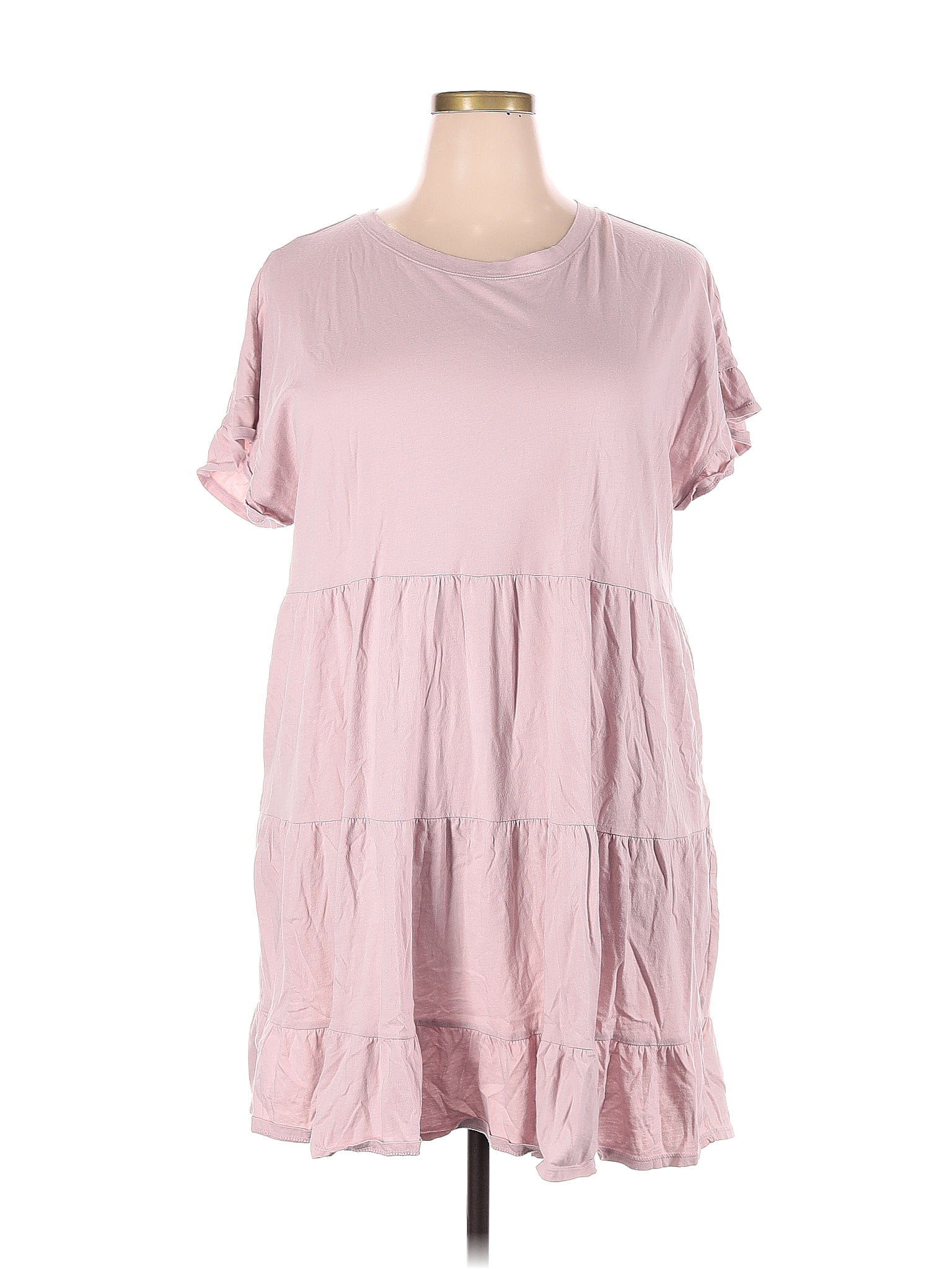 J Crew 100 Cotton Solid Pink Casual Dress Size 2X Plus 70 Off