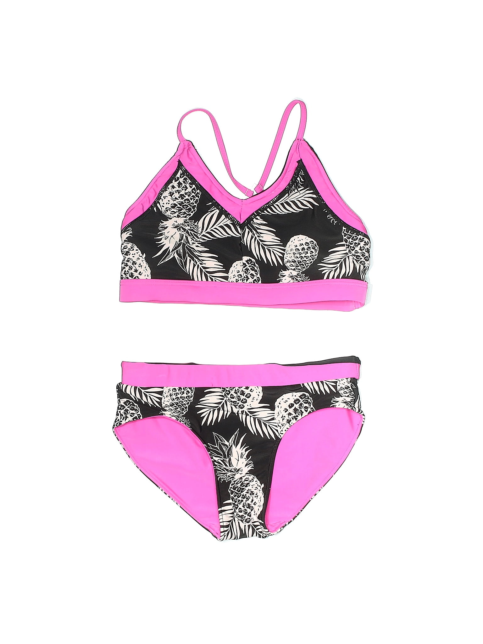 Justice Graphic Tropical Pink Two Piece Swimsuit Size 10 42 Off