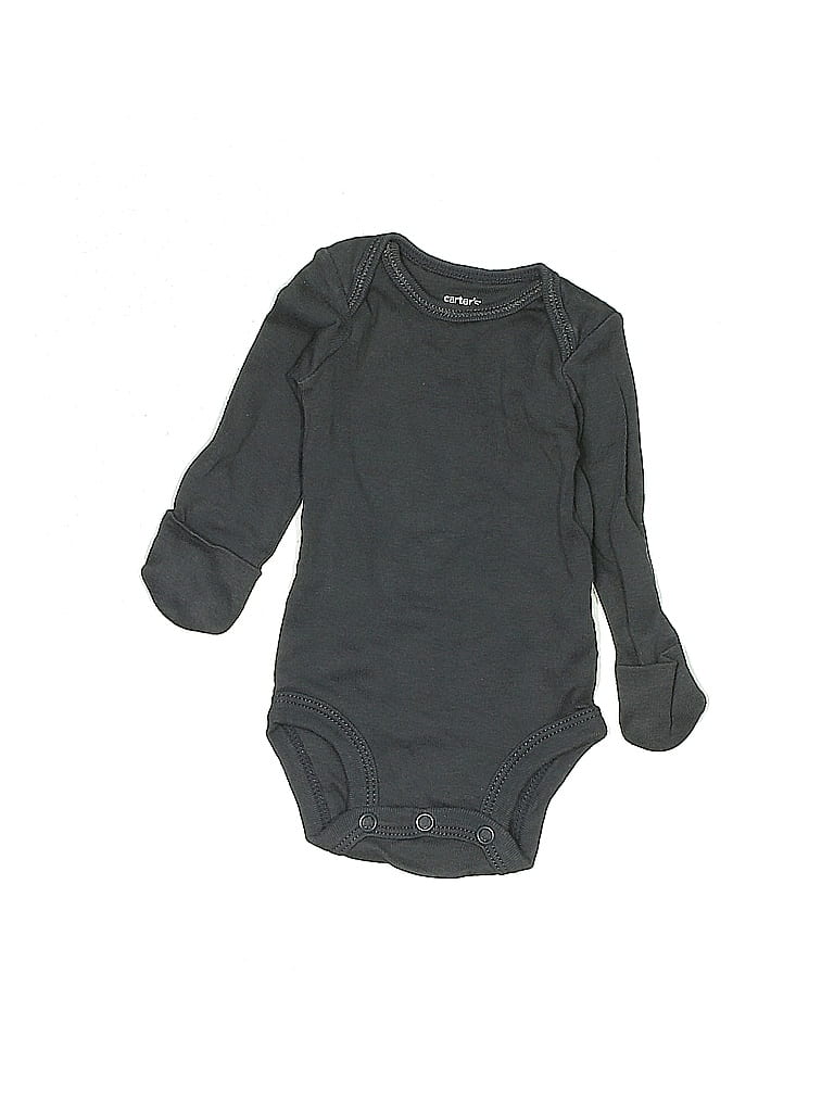 Carter S 100 Cotton Solid Black Long Sleeve Onesie Newborn 59 Off