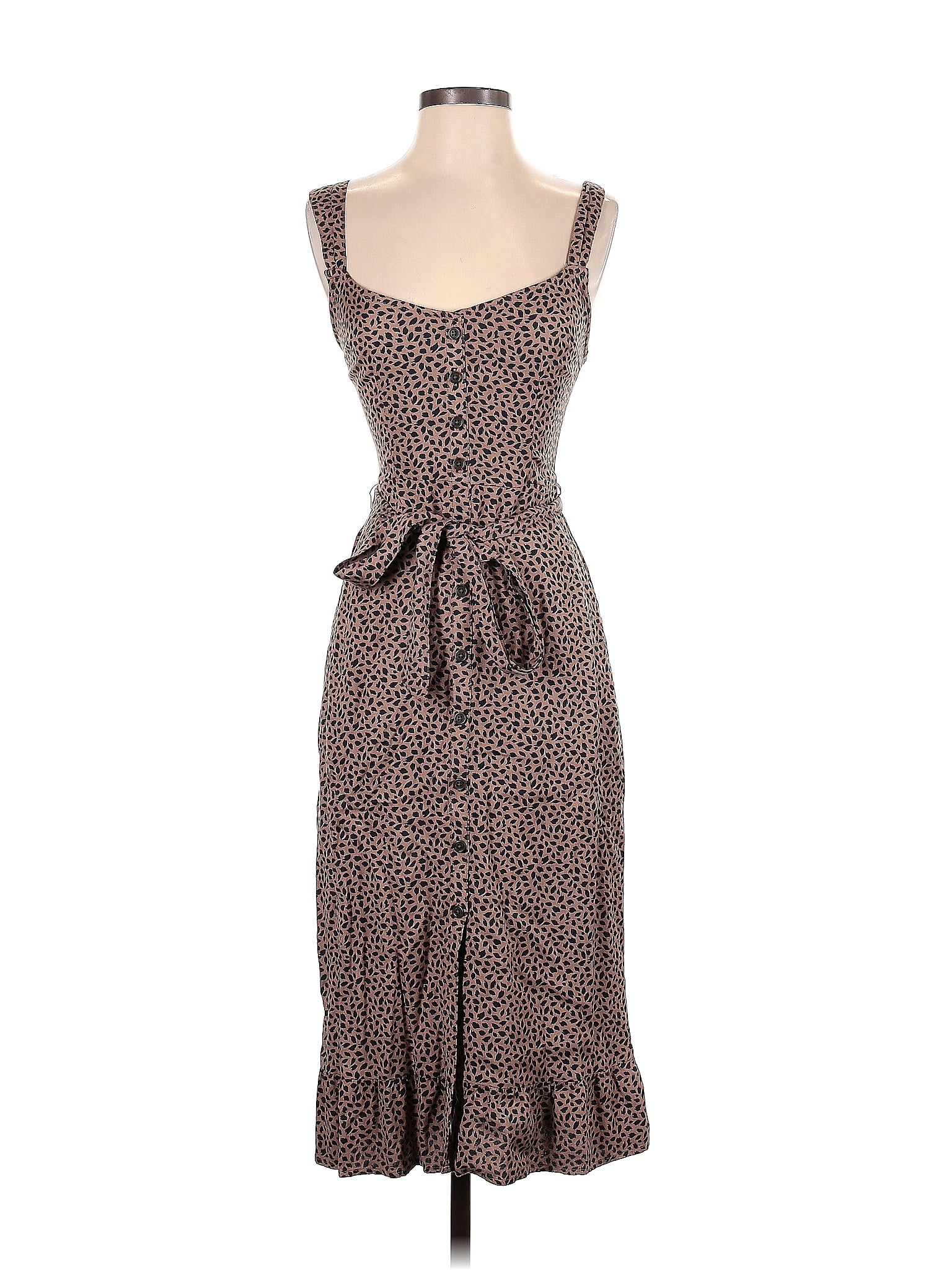 Abercrombie Fitch 100 Viscose Leopard Print Brown Casual Dress Size